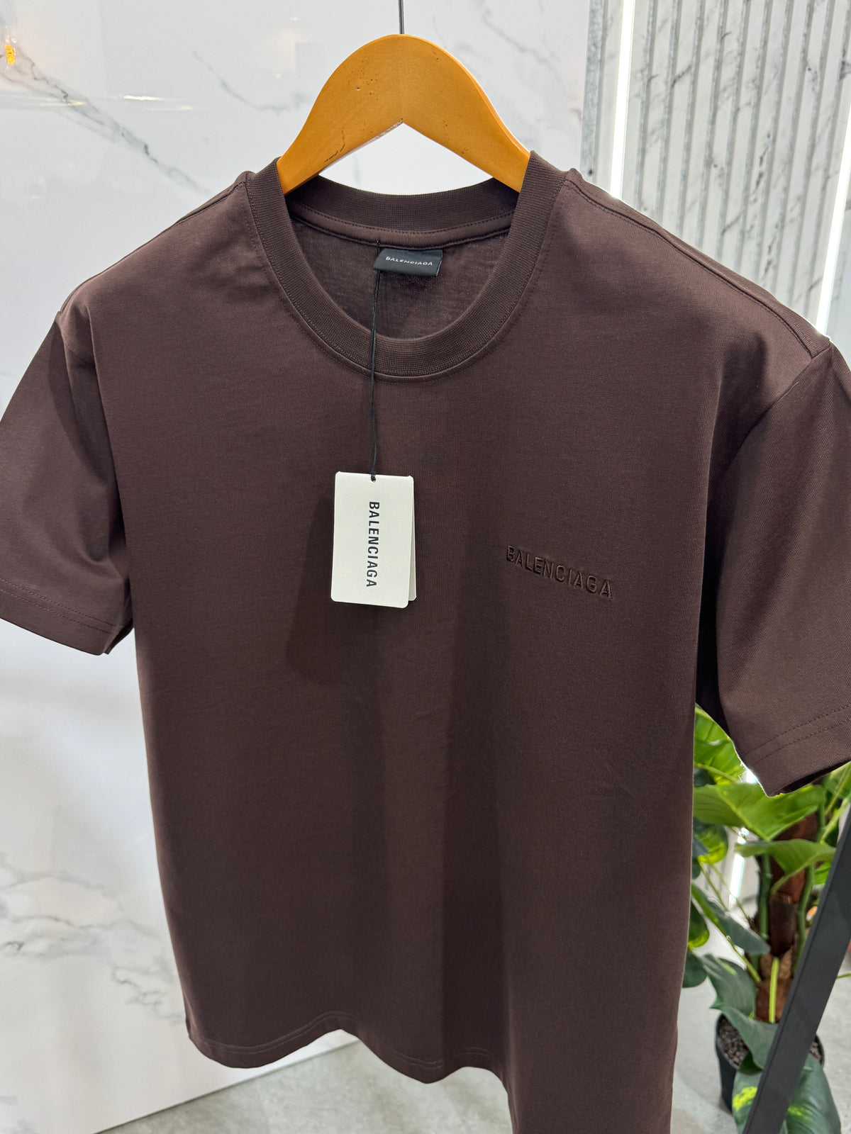 BALENCIAGA Embossed Logo T-Shirt – Brown - NEW1872