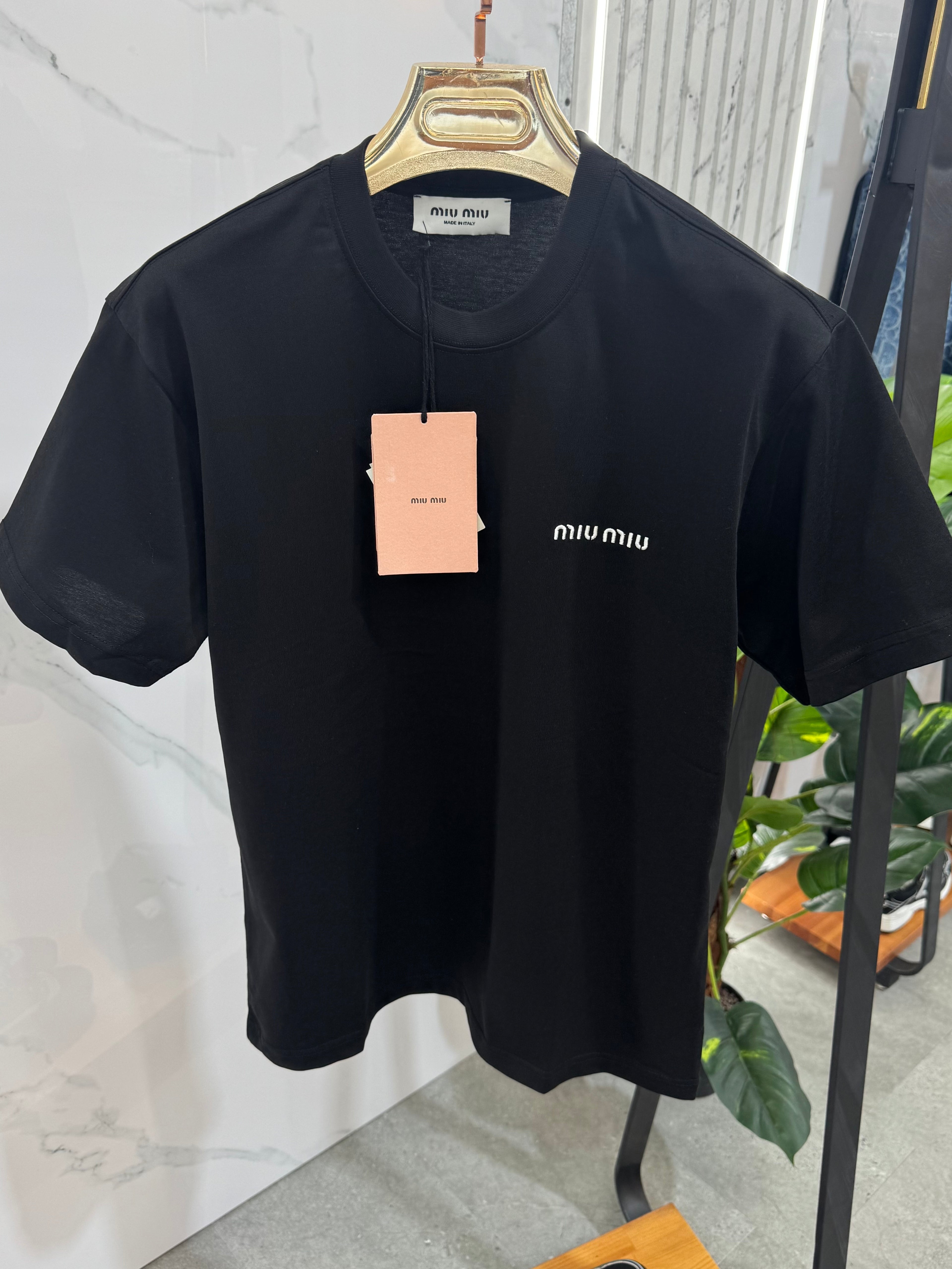 MIU MIU Classic Logo T-Shirt – Black - NEW1750