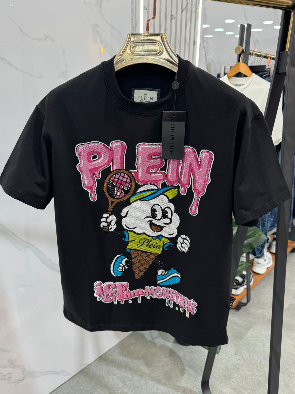 PHILIPP PLEIN Ice Cream Monsters T-Shirt – Black - NEW1775