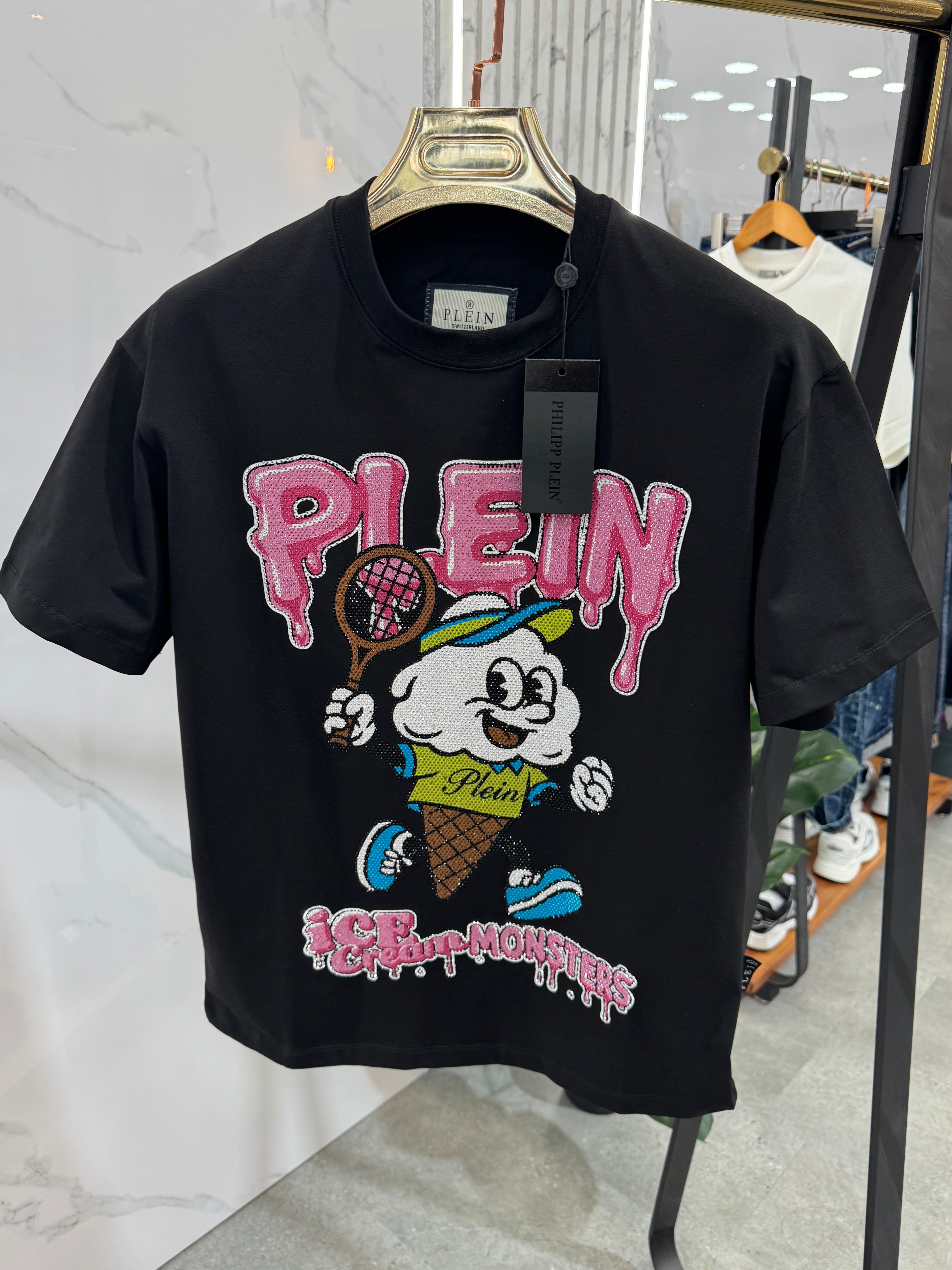 PHILIPP PLEIN Ice Cream Monsters T-Shirt – Black - NEW1775