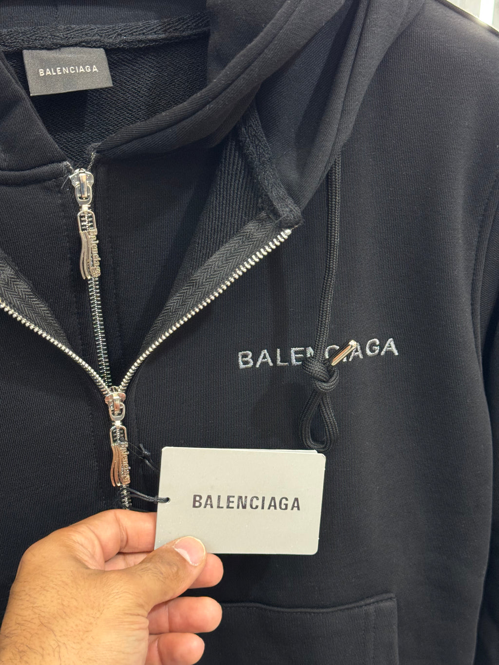 BALENCIAGA Political Campaign Double-Layered Zip-Up Hoodie – Black - NEW1937