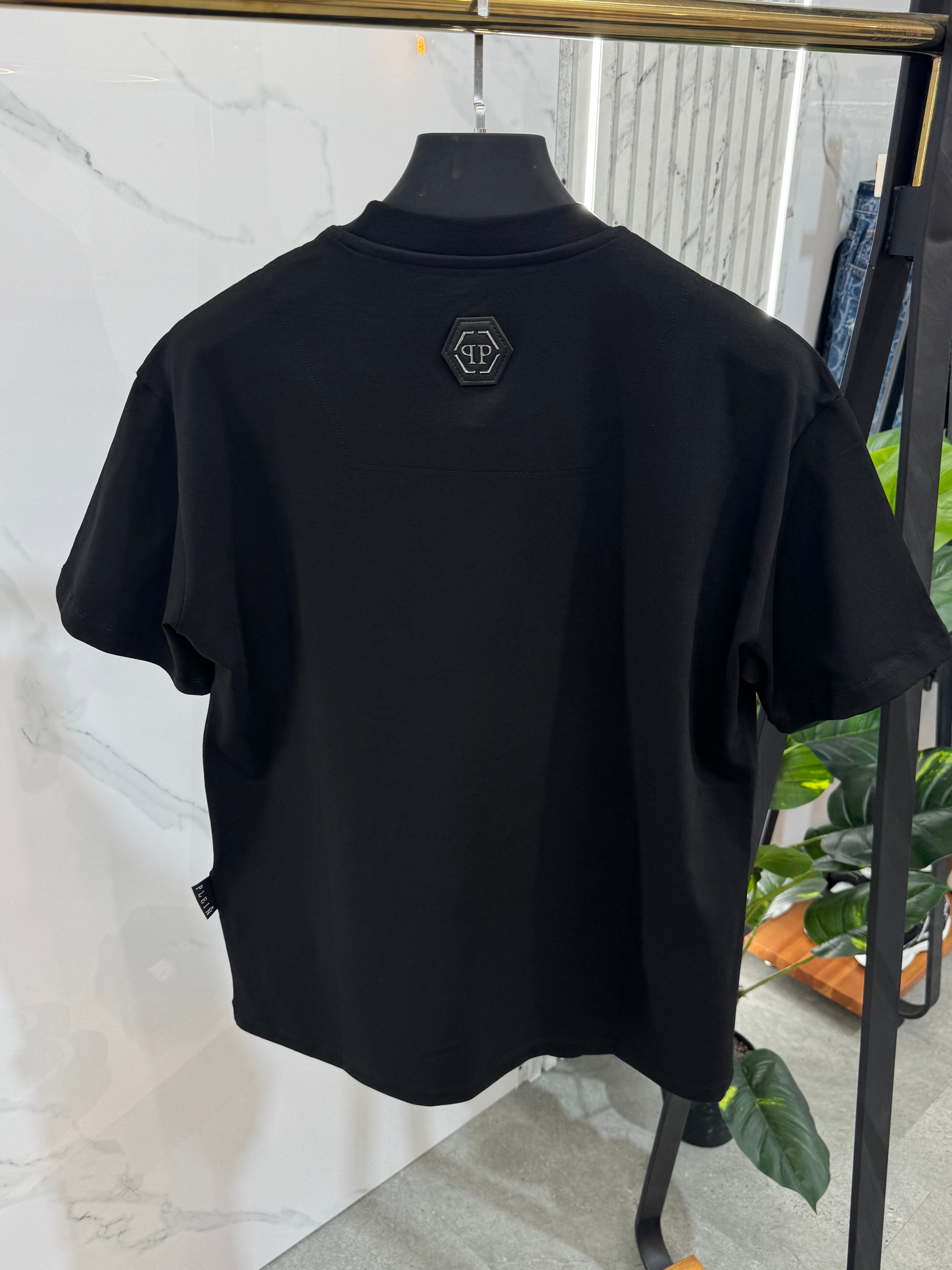 PHILIPP PLEIN Crystal Arch Logo T-Shirt – Black - NEW1752
