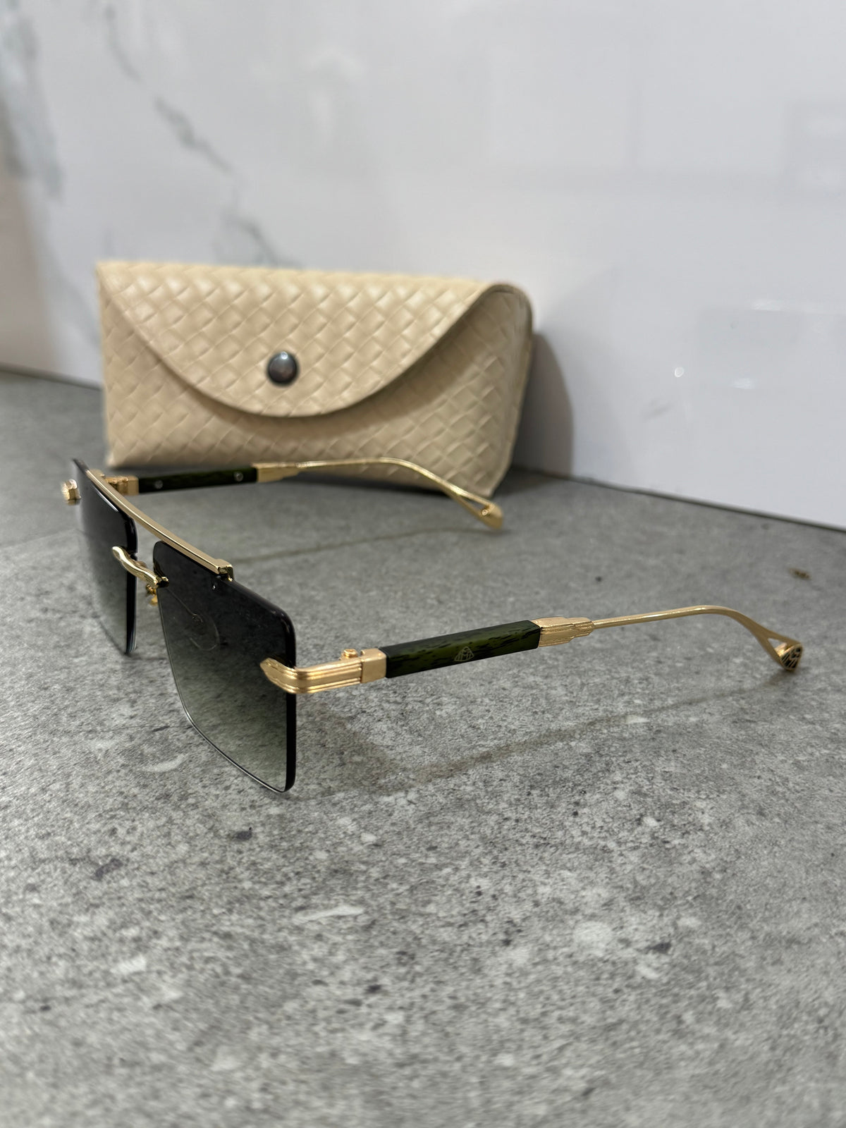 MAYBACH Double Bridge Rimless Sunglasses – Gold / Gradient Grey - NEW1903