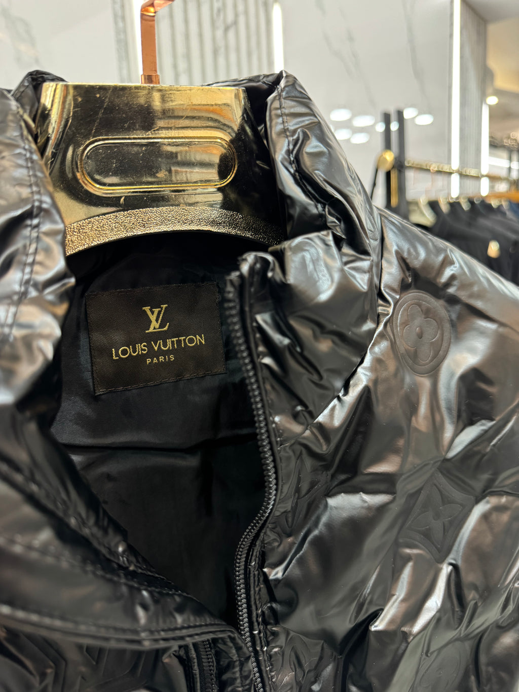 LOUIS VUITTON Monogram Embossed Down Vest – Black - NEW1895
