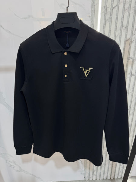 LOUIS VUITTON Polo Collar LV Logo Knitwear – Black - NEW1228