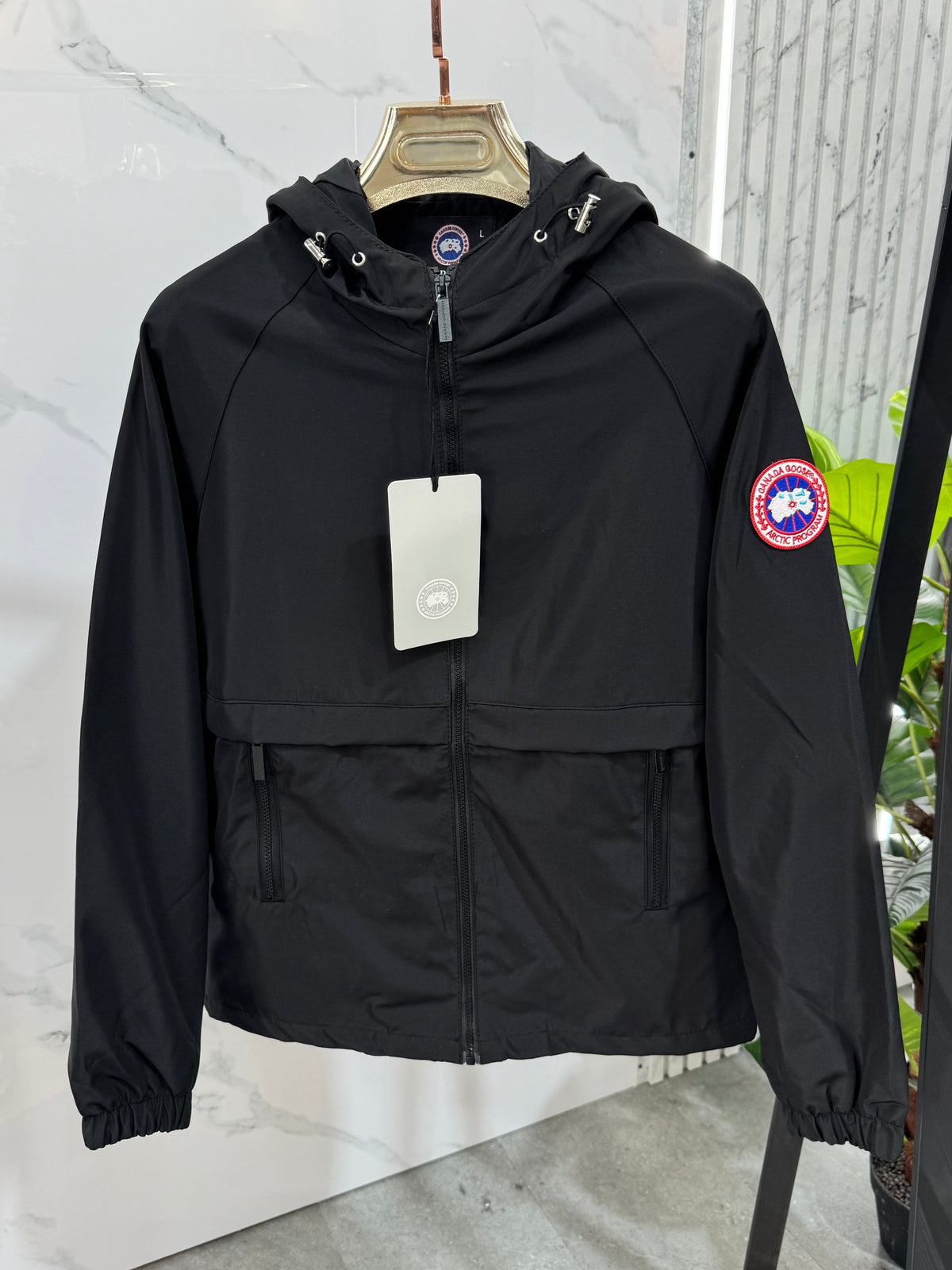CANADA GOOSE Hooded Windbreaker Jacket – Black - NEW1853