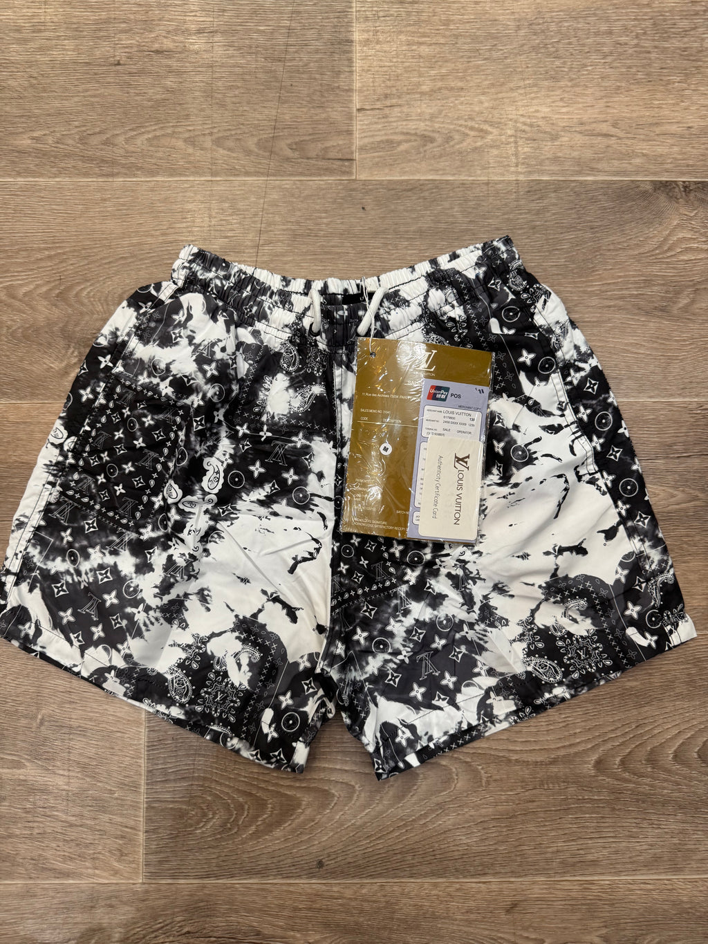 LOUIS VUITTON Monogram Bandana Swim Shorts – Black / White - NEW1109