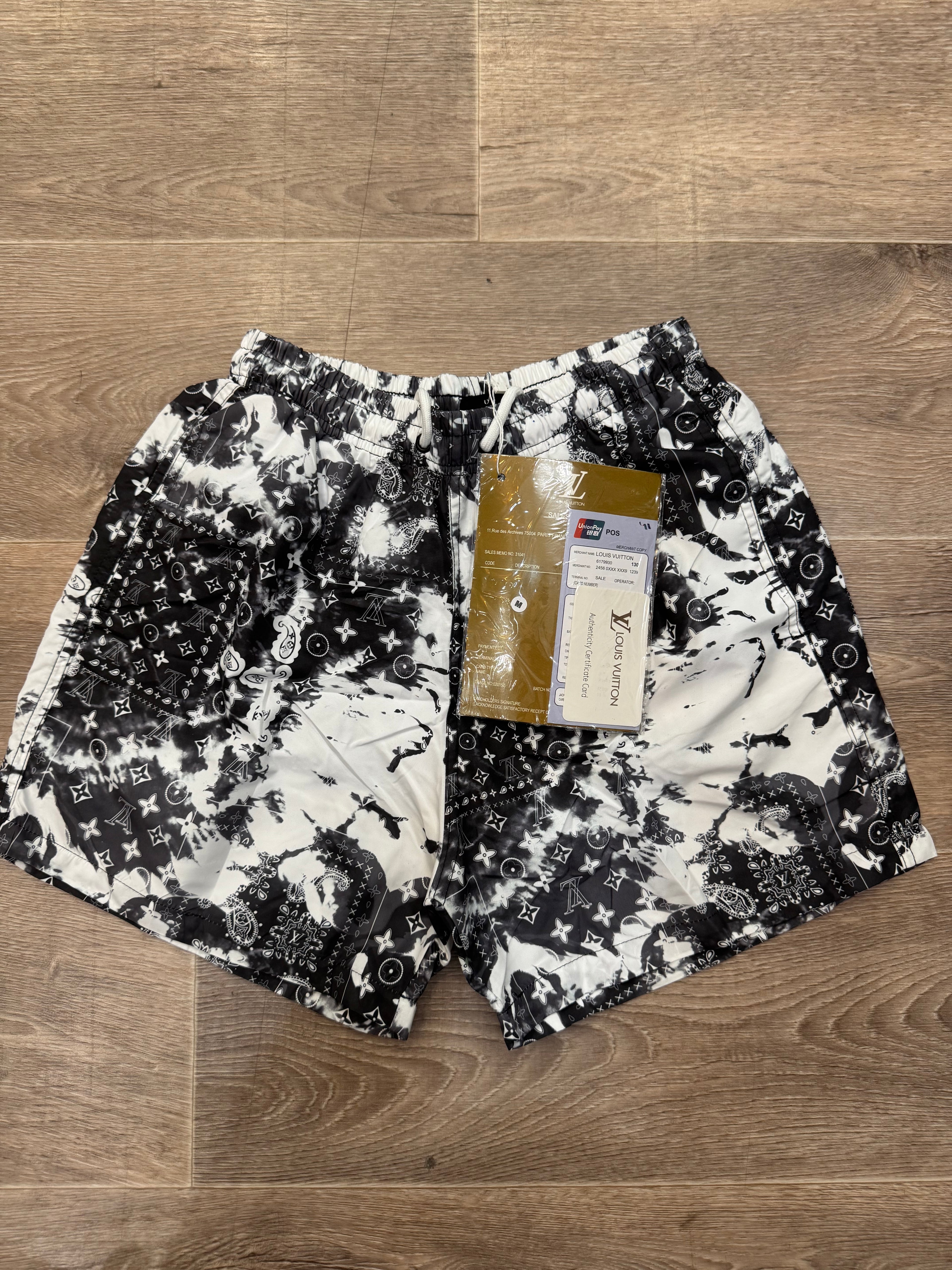 LOUIS VUITTON Monogram Bandana Swim Shorts – Black / White - NEW1109