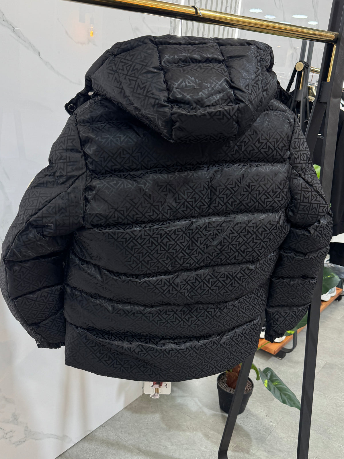 MONCLER All-Over Monogram Down Puffer Jacket – Black - NEW1986