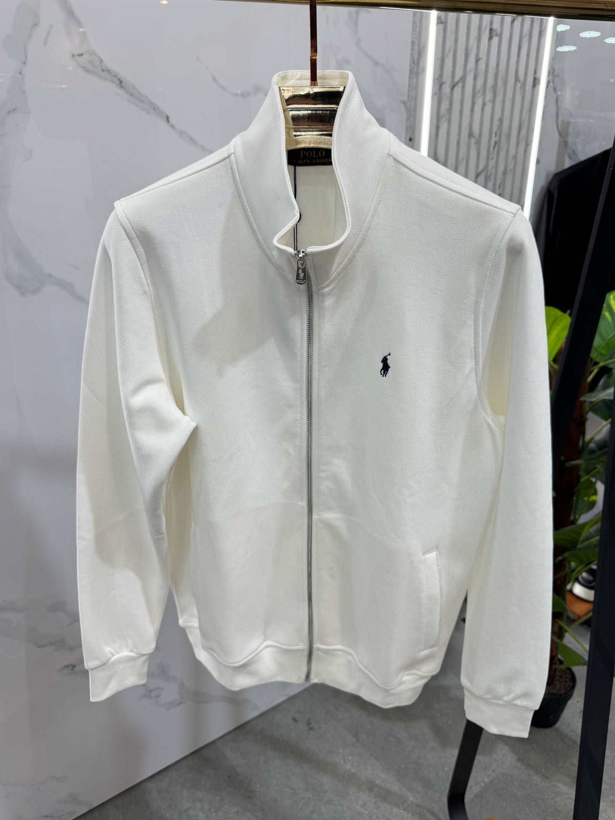 POLO RALPH LAUREN Full-Zip Sweatshirt / Cardigan – White / Black Logo - NEW1817