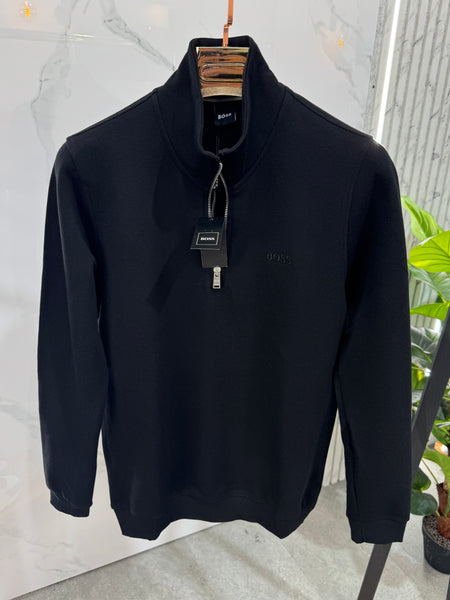 BOSS Half-Zip Sweatshirt – Black / Tone-on-Tone Logo - NEW1812