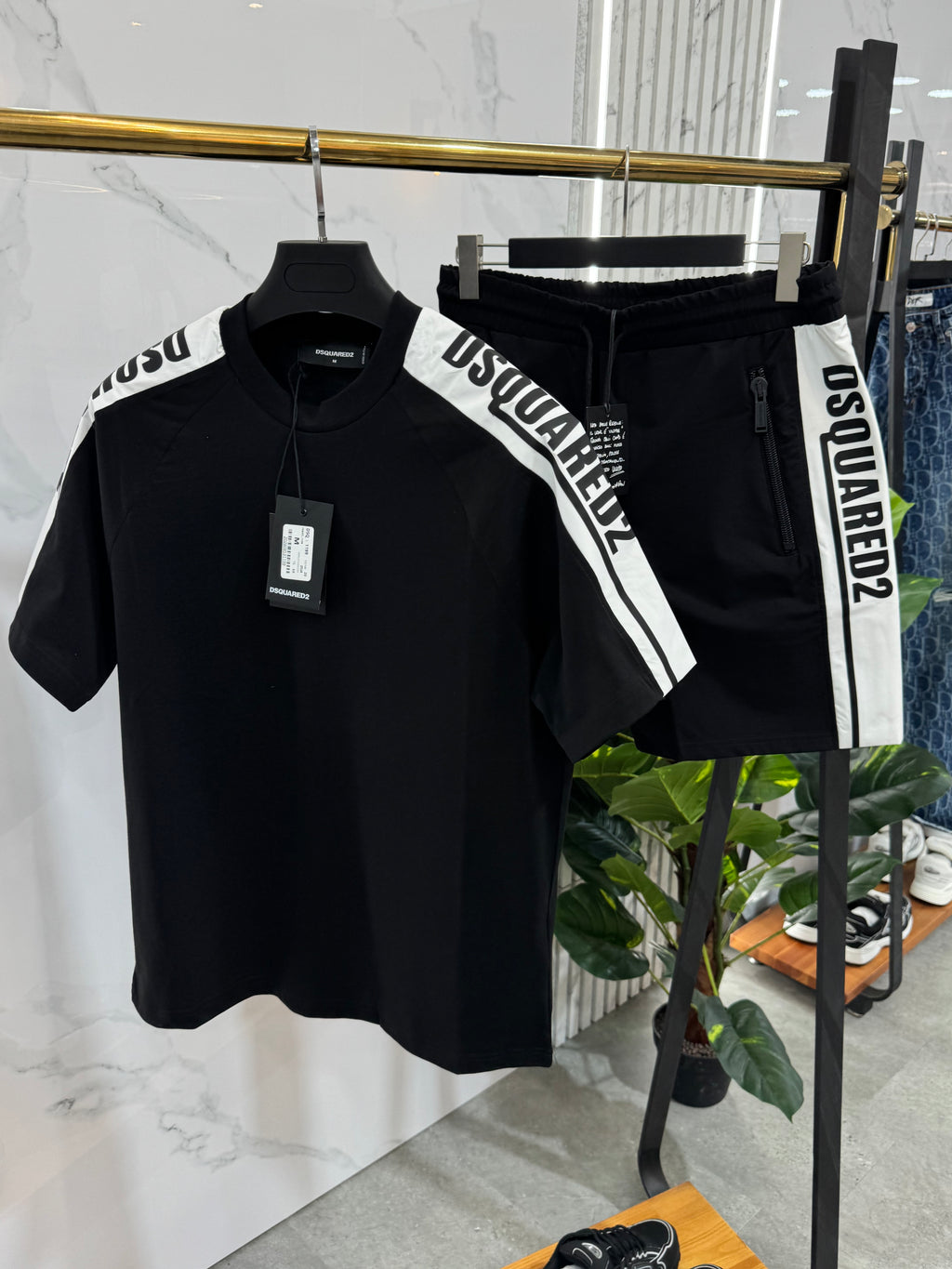 DSQUARED2 Logo Tape Tracksuit Set – Black/White - NEW1769