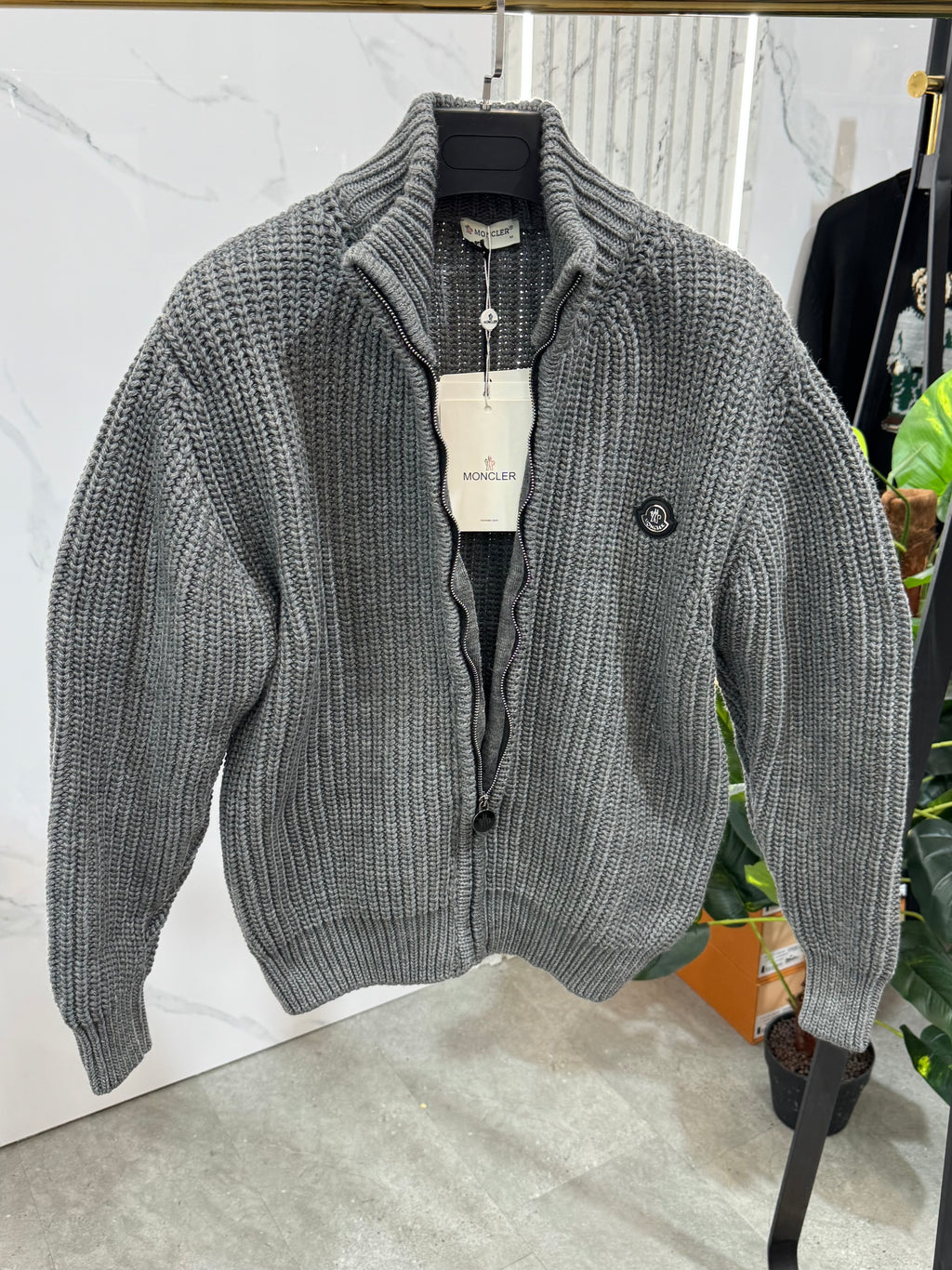 MONCLER Ribbed Full-Zip Knitwear Cardigan – Grey - NEW1464