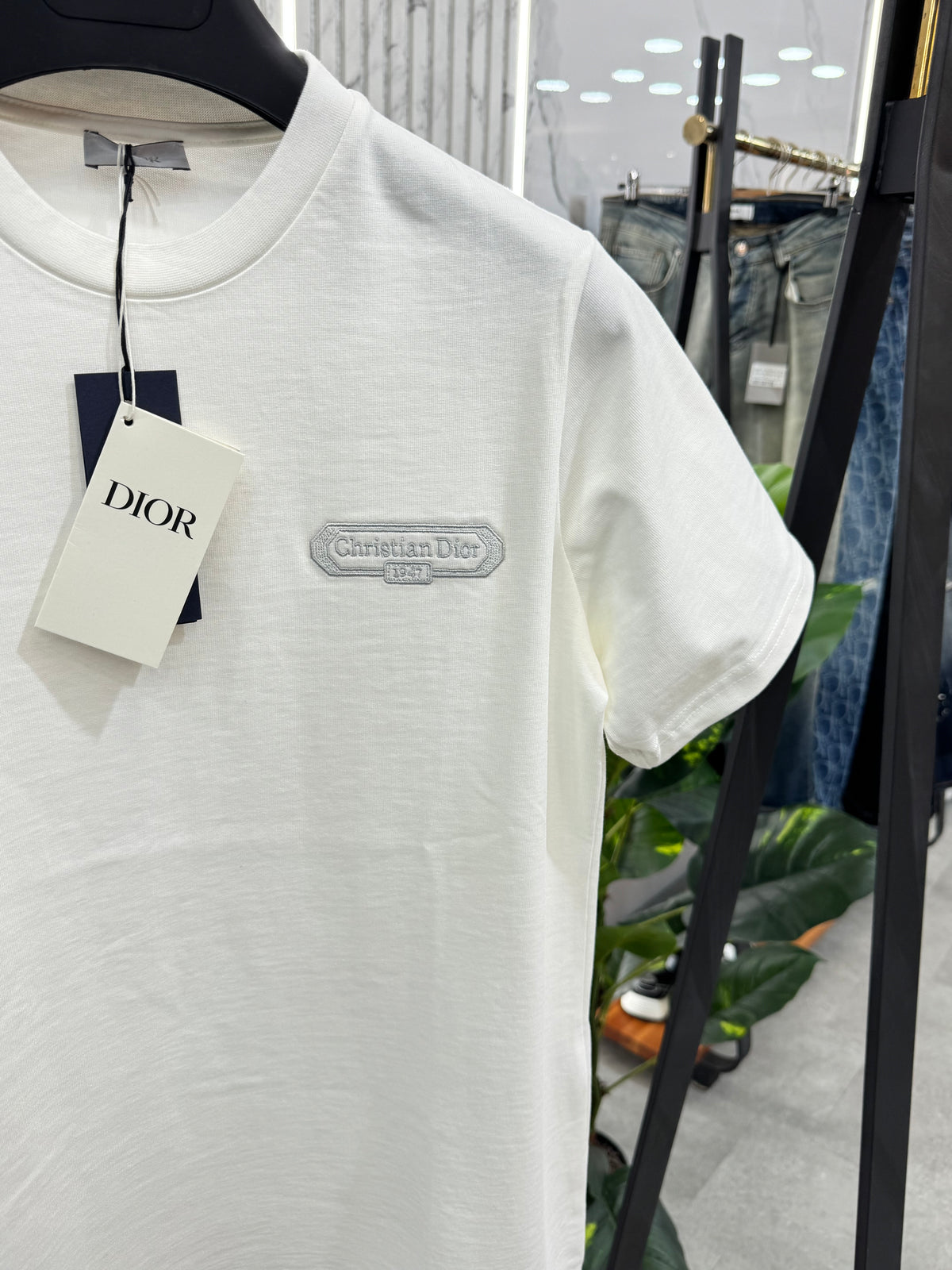 DIOR Embroidered Logo Patch T-Shirt – Off-White / Cream - NEW1884