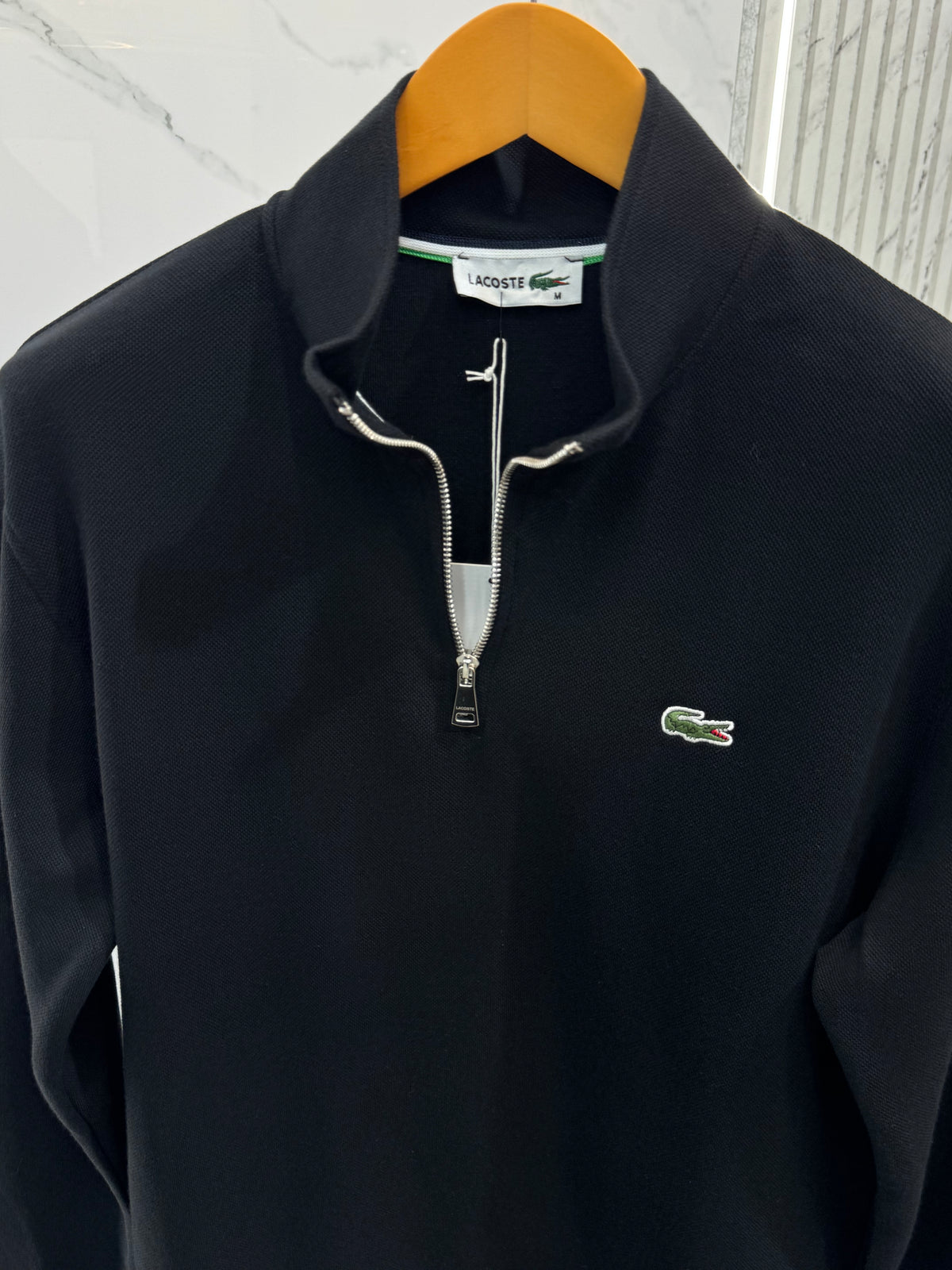 LACOSTE Crocodile Logo Half-Zip Sweatshirt – Black - NEW1973