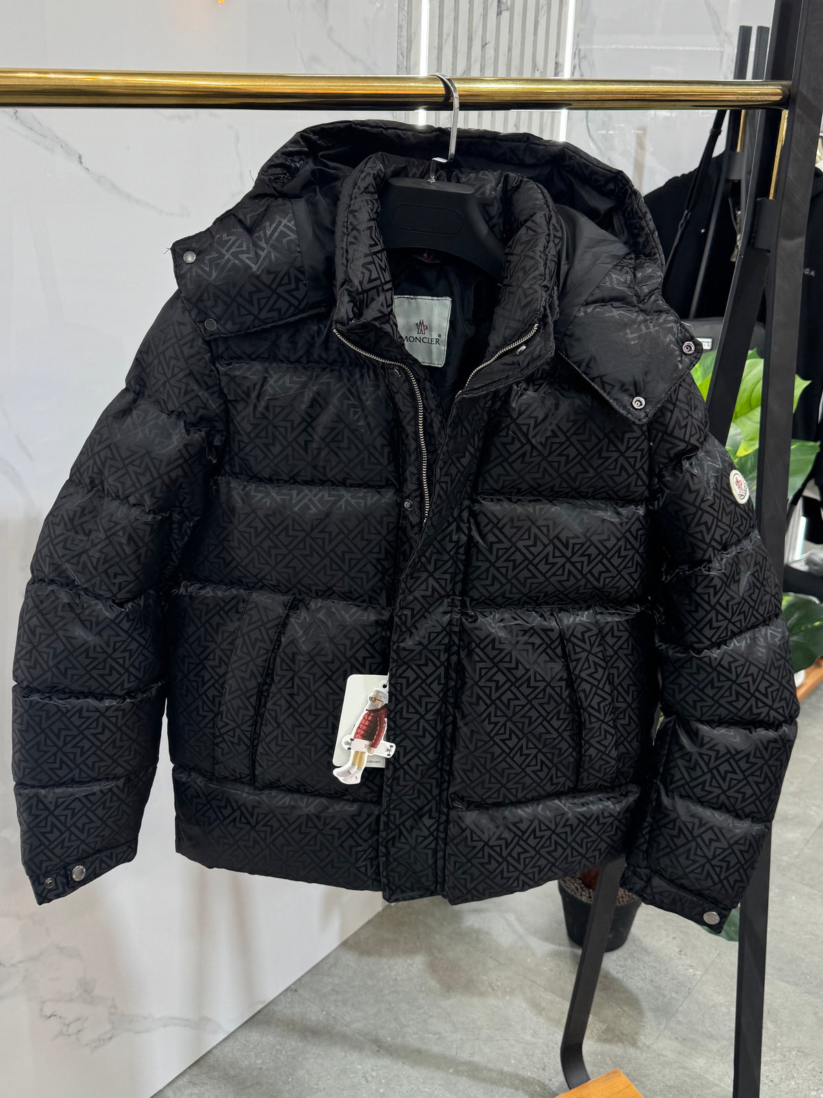 MONCLER All-Over Monogram Down Puffer Jacket – Black - NEW1986