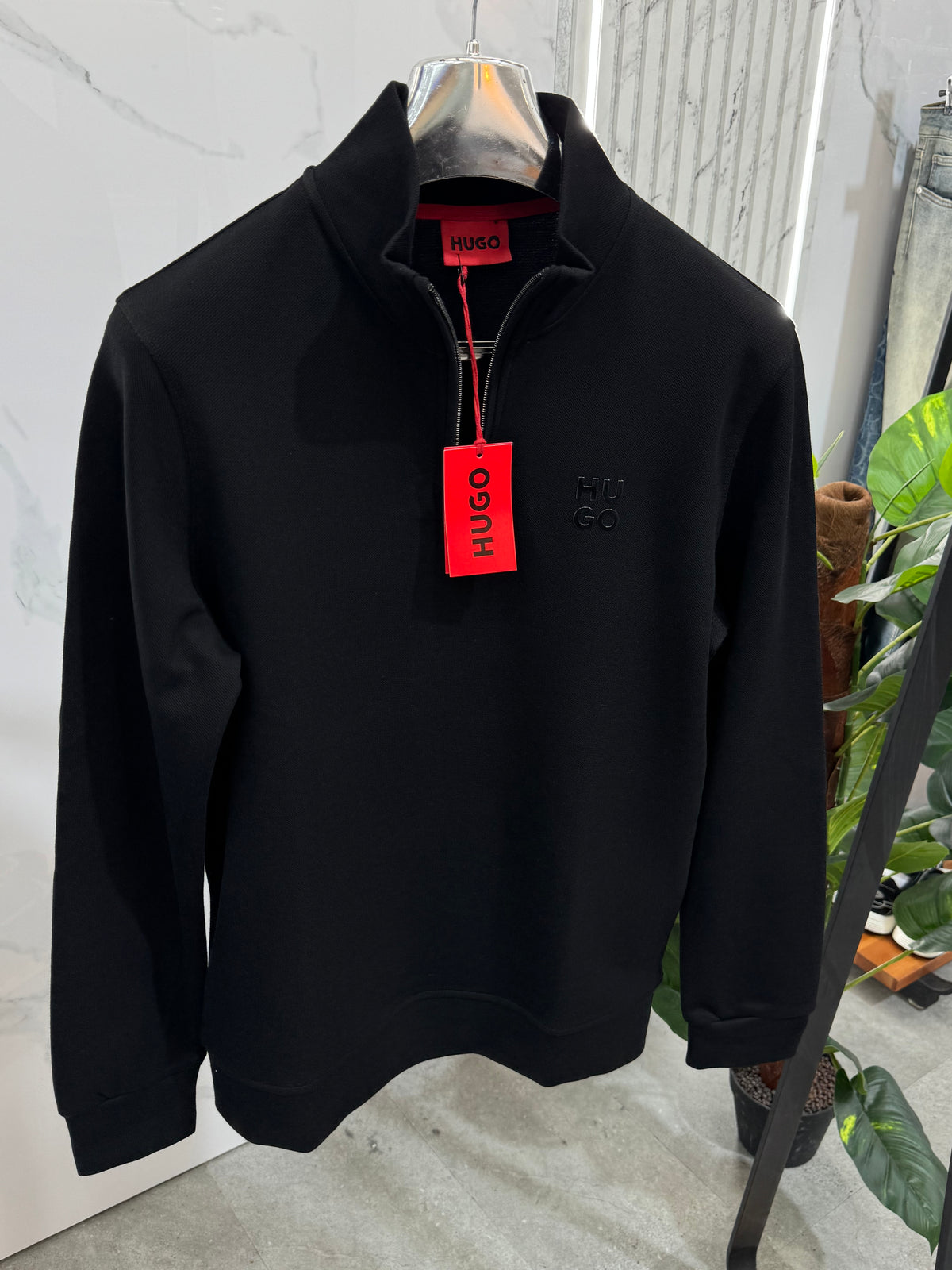HUGO BOSS Half-Zip Sweatshirt – Black - NEW1862