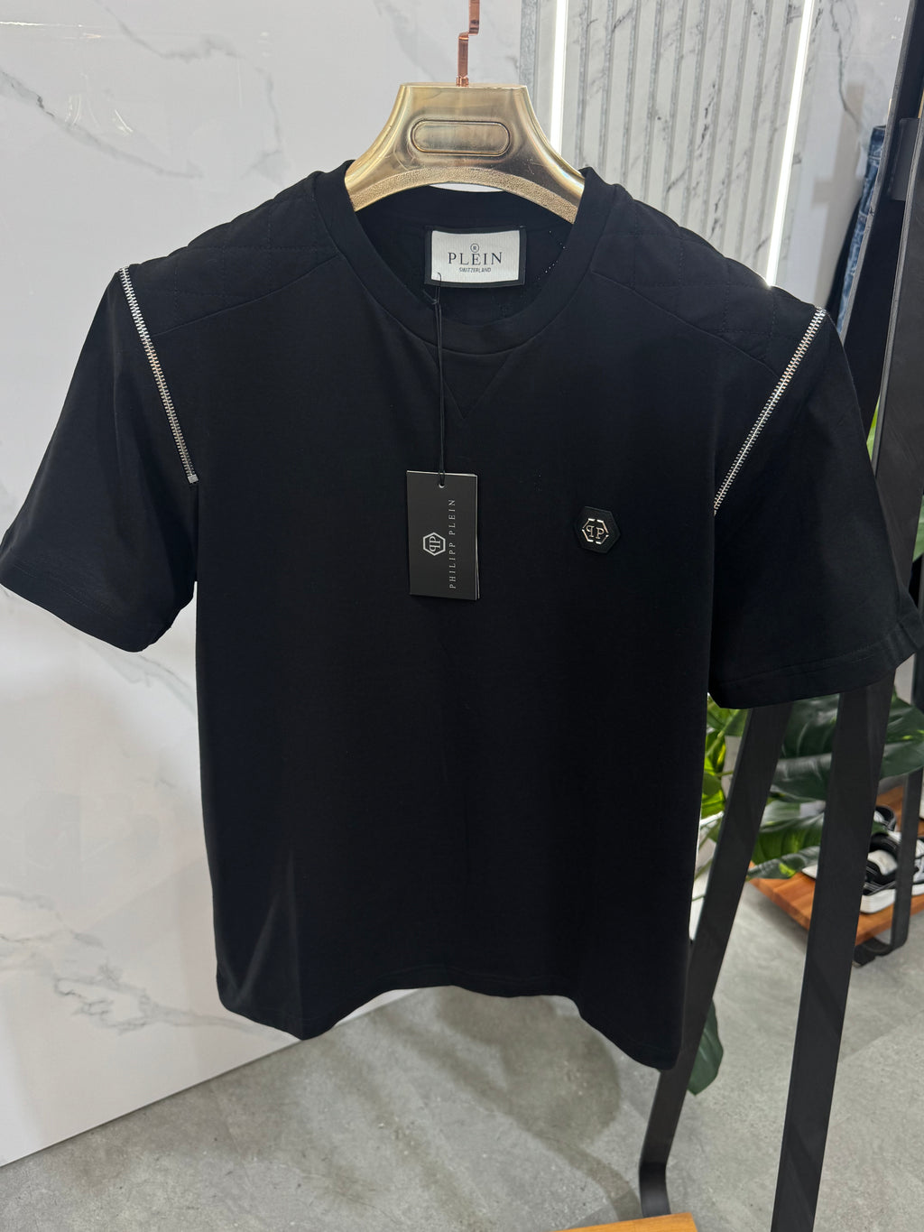 PHILIPP PLEIN Biker Detail T-Shirt – Black - NEW1771
