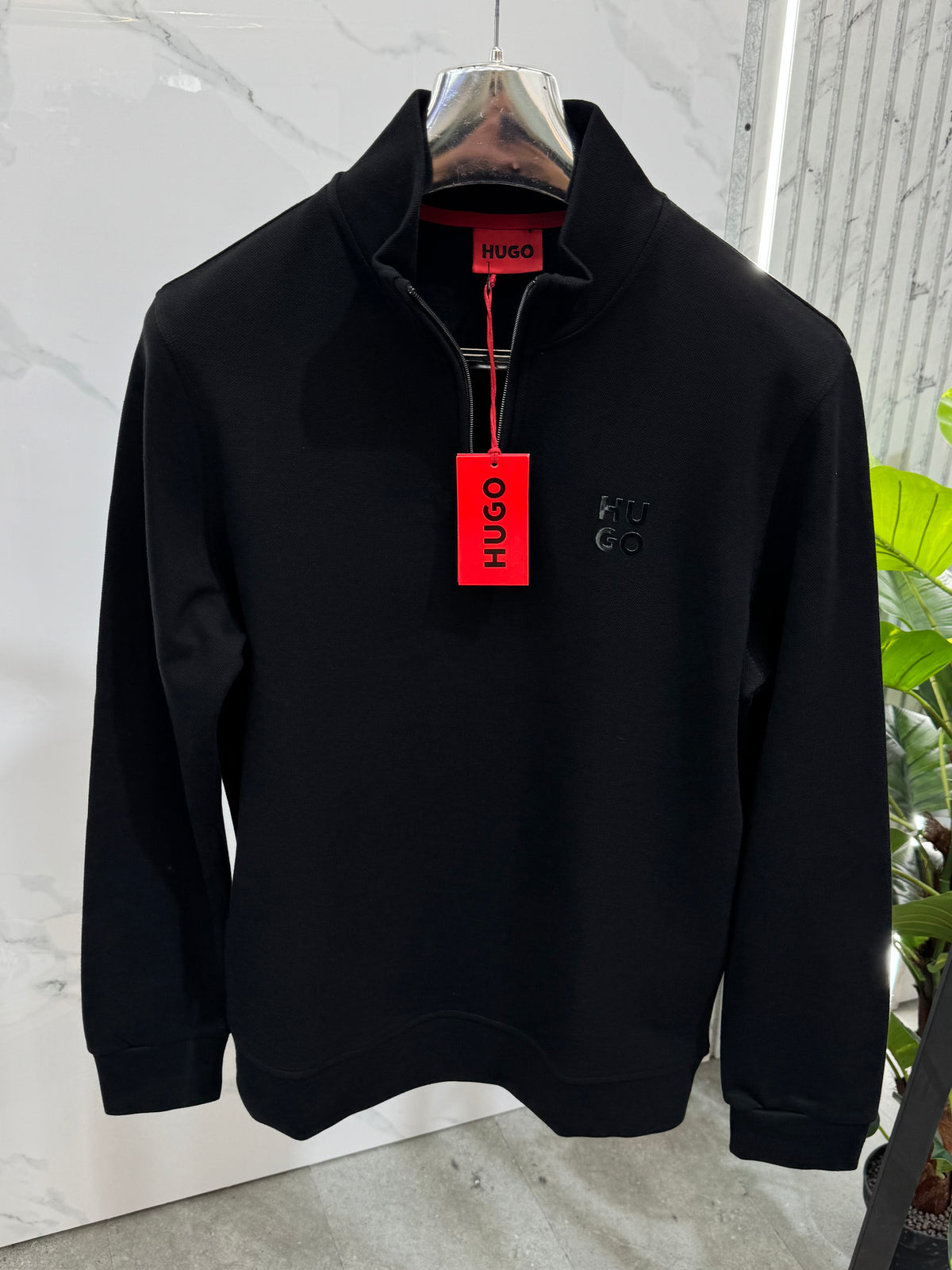 HUGO BOSS Half-Zip Sweatshirt – Black - NEW1862