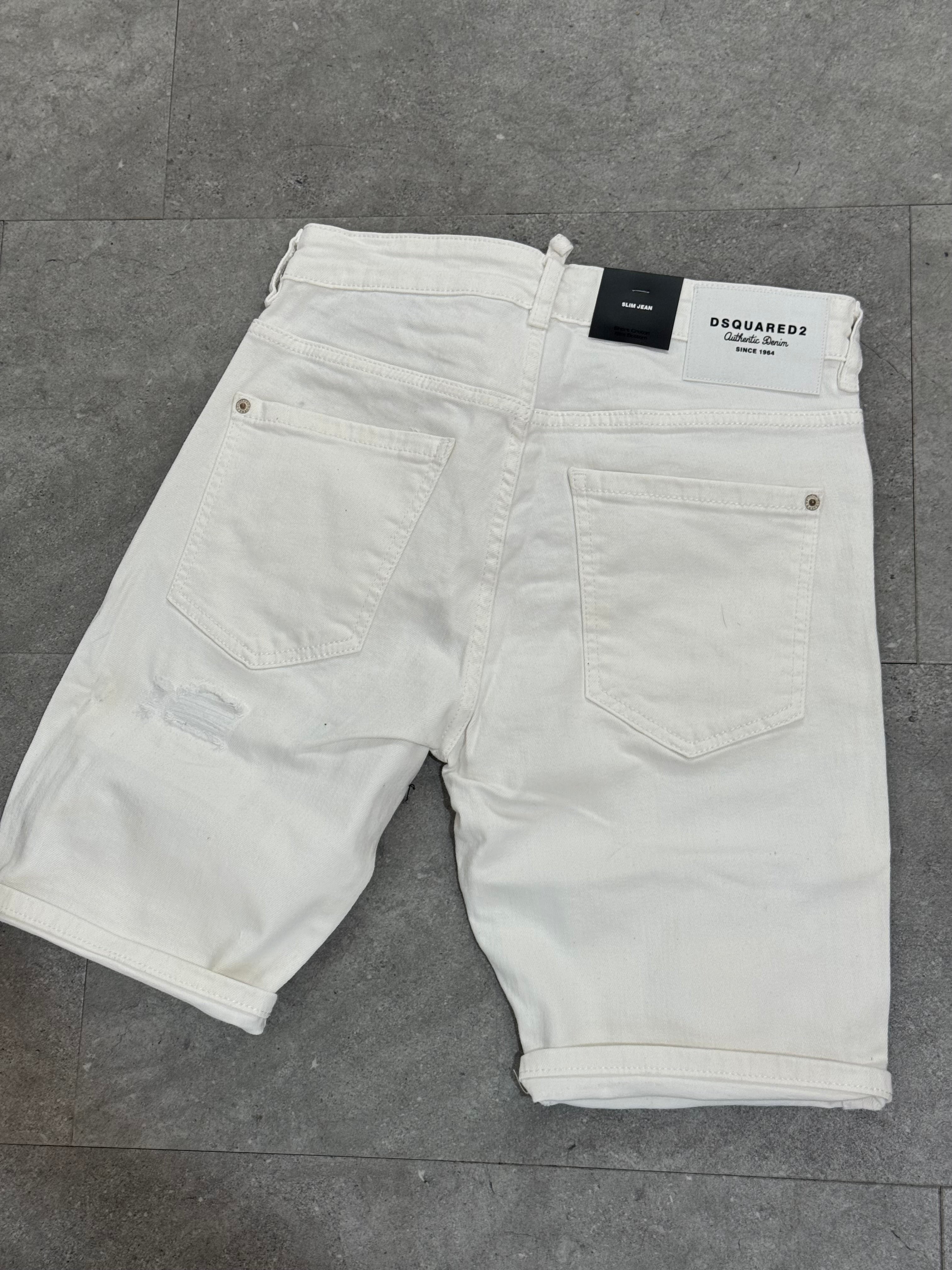 DSQUARED2 Distressed Slim Denim Shorts – White - NEW1781