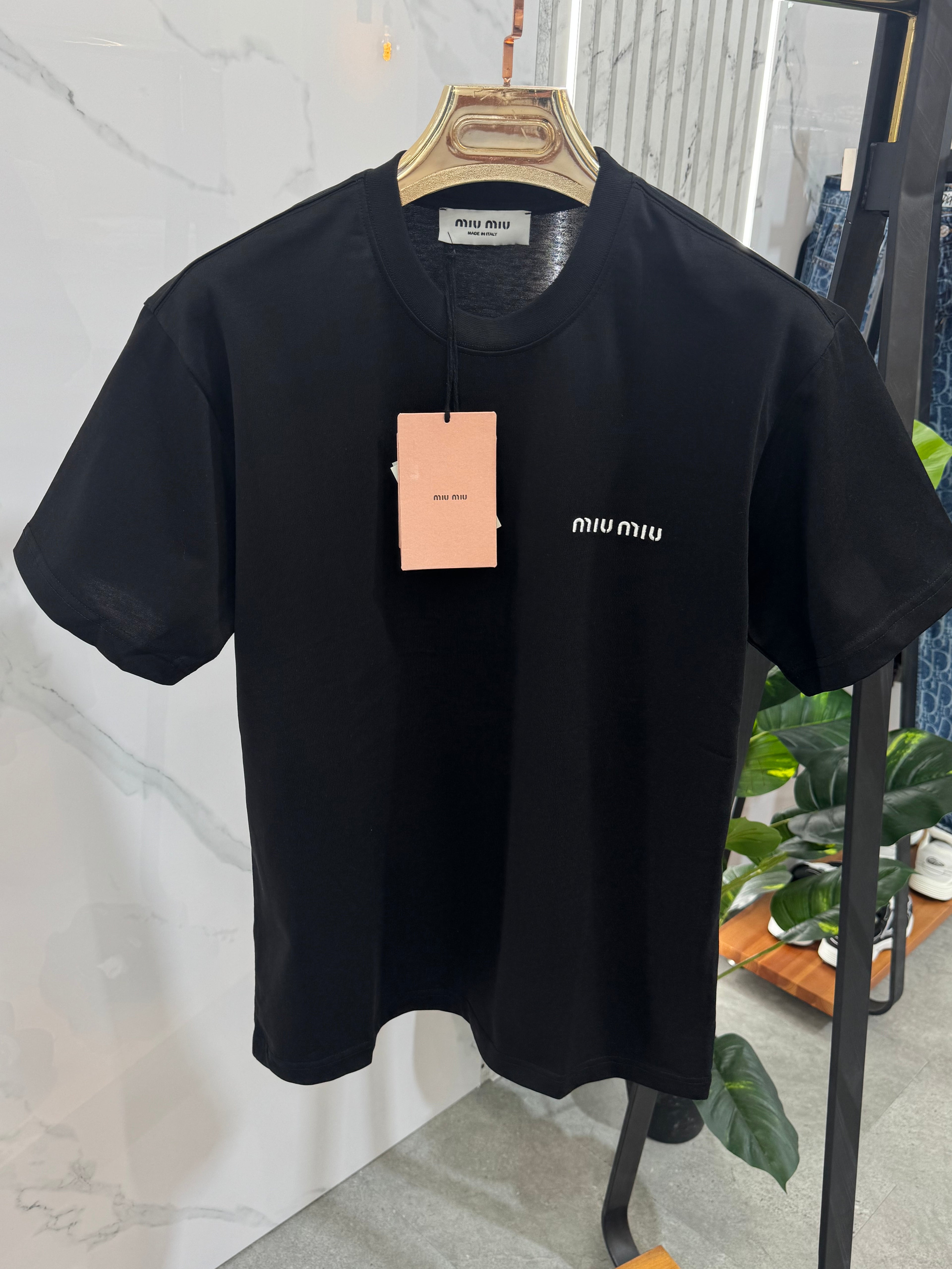 MIU MIU Classic Logo T-Shirt – Black - NEW1750