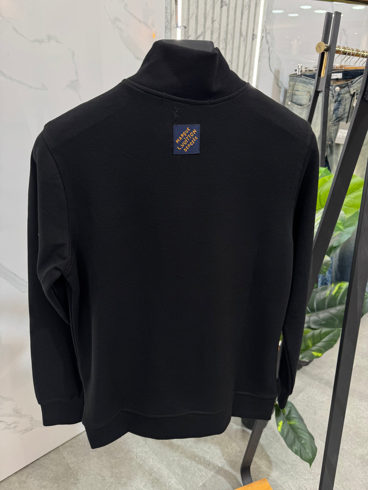 LOUIS VUITTON LV Logo Half-Zip Sweatshirt – Black - NEW1863