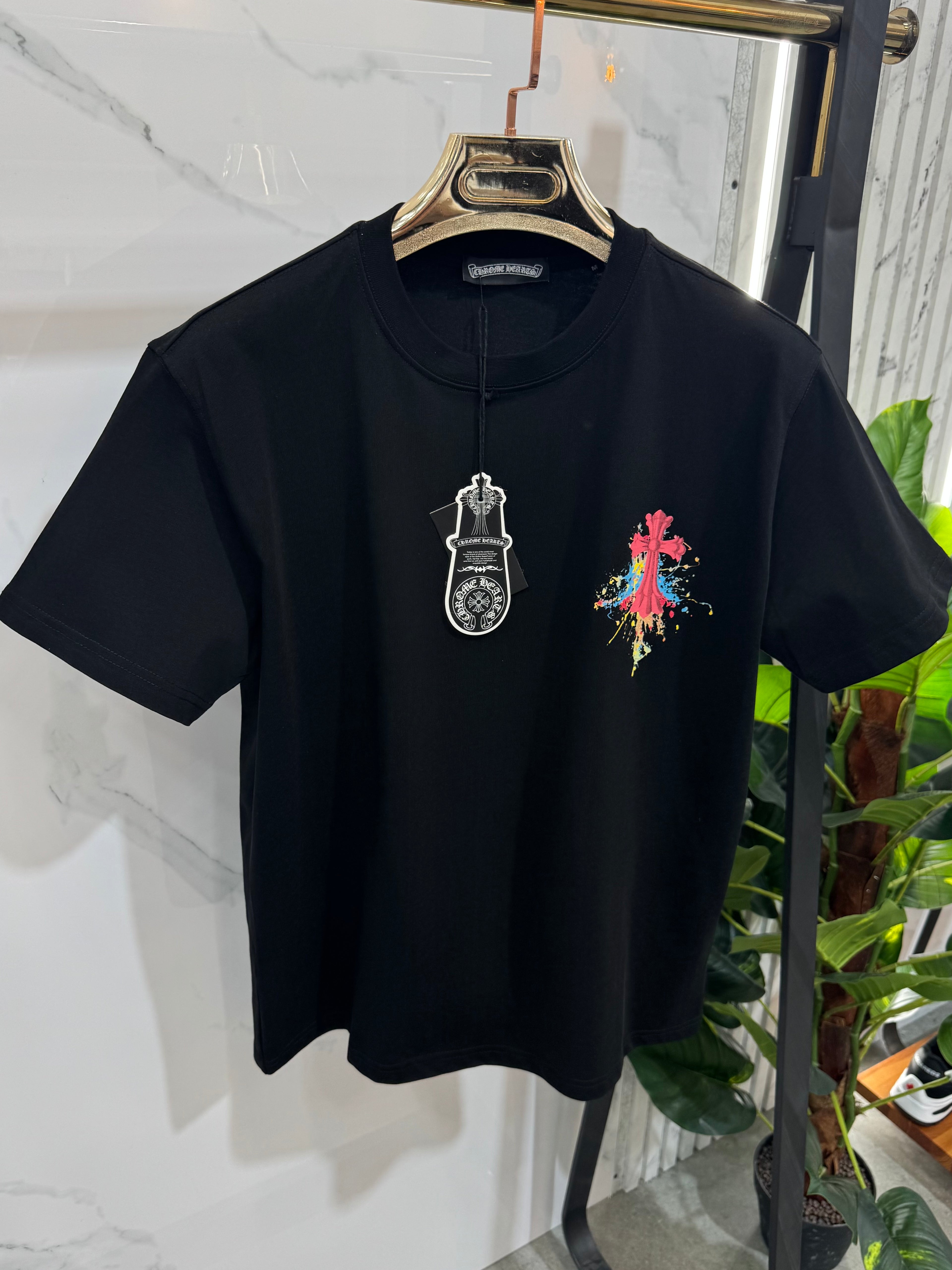 Chrome Hearts Ανδρικό T-shirt "Multi-Color Paint Cross" - Black - NEW1721