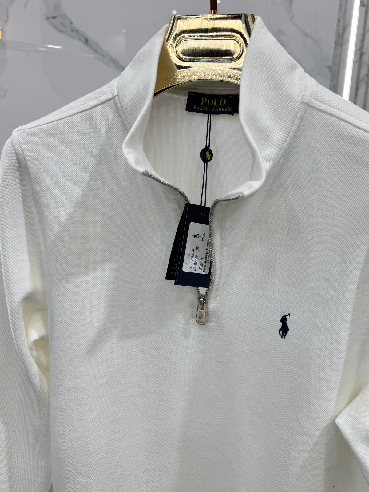 POLO RALPH LAUREN Half-Zip Sweatshirt – White / Black Logo - NEW1811
