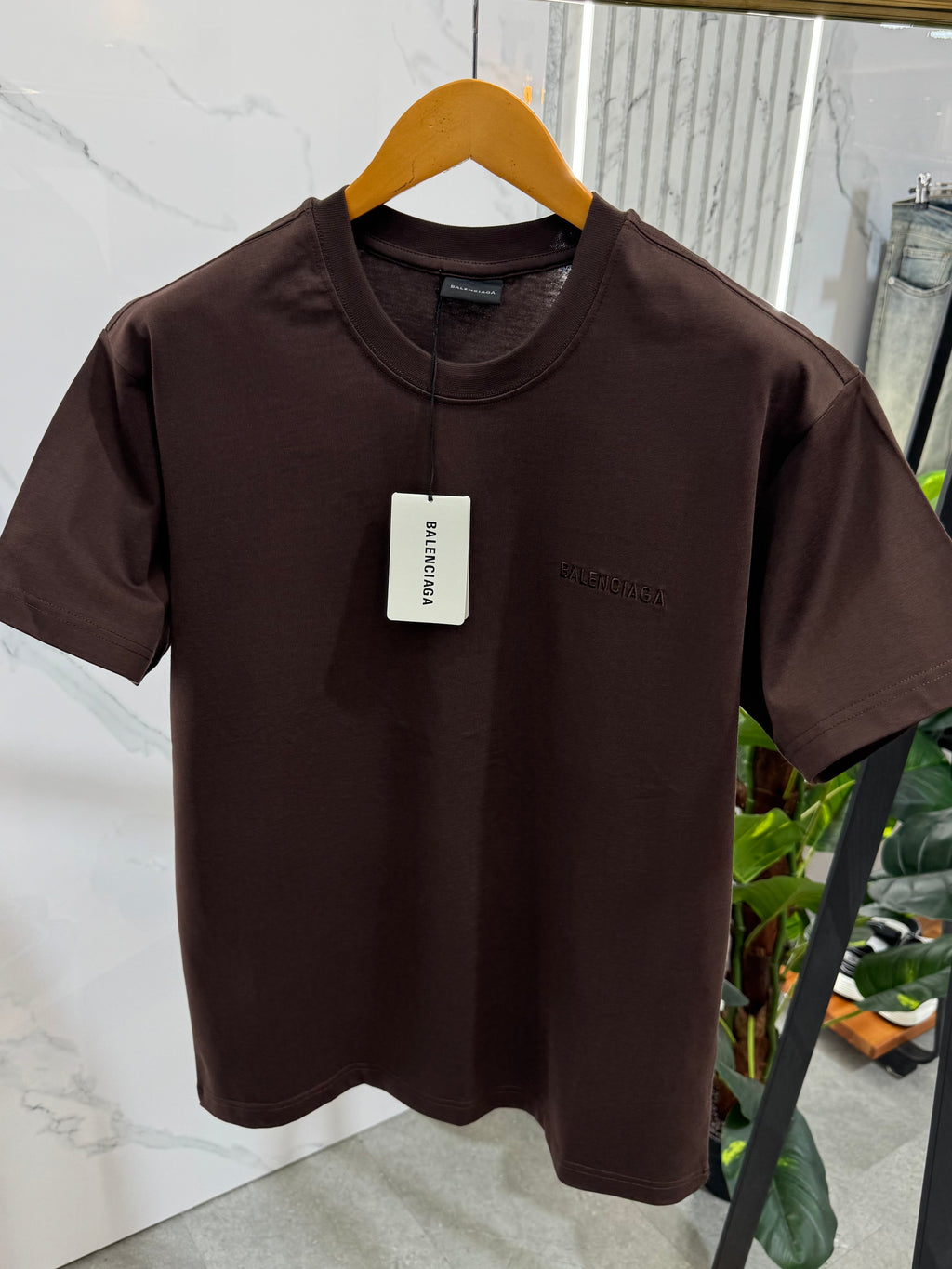 BALENCIAGA Embossed Logo T-Shirt – Brown - NEW1872