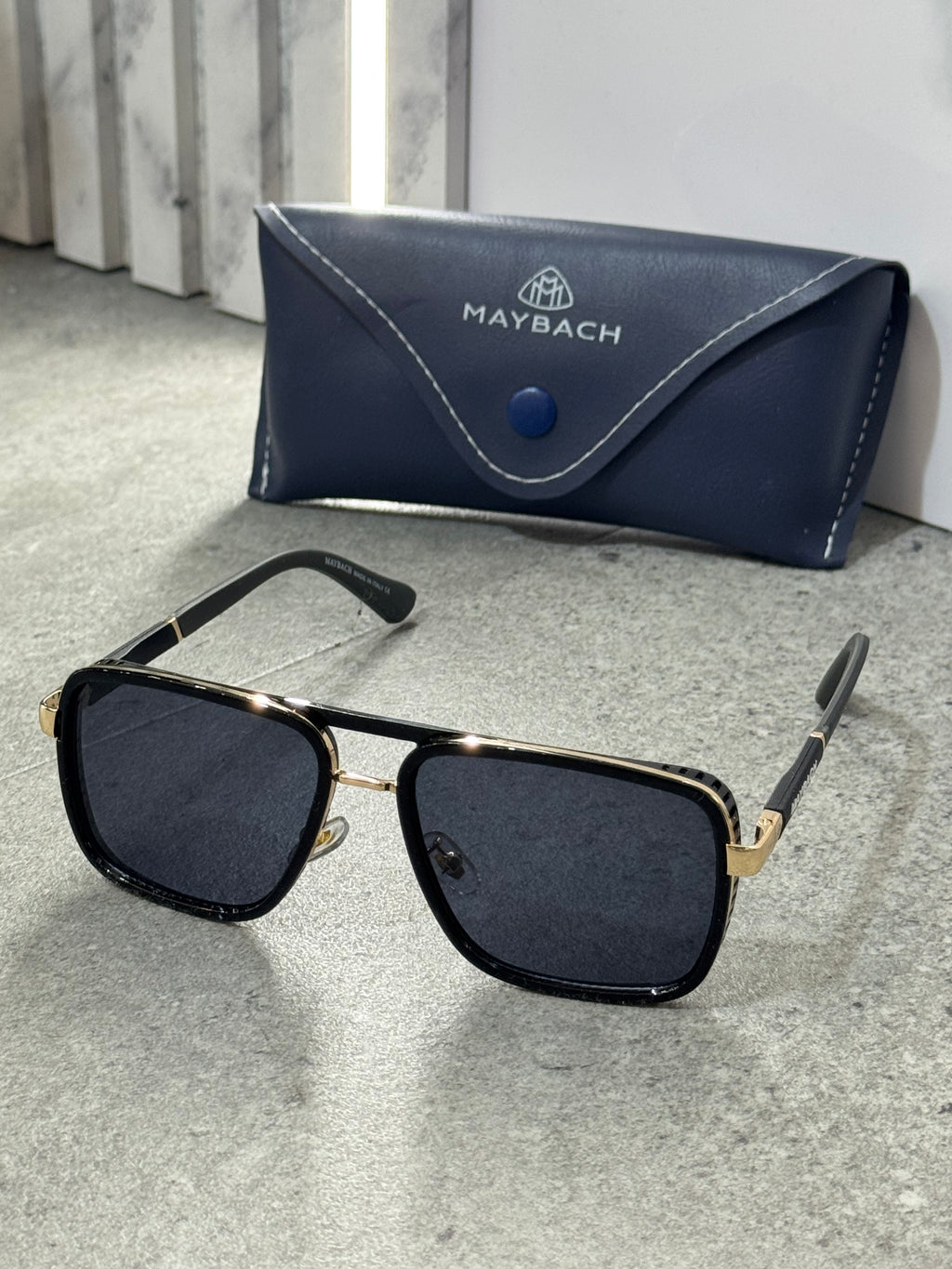 MAYBACH Luxury Square Aviator Sunglasses – Black/Gold - NEW1789