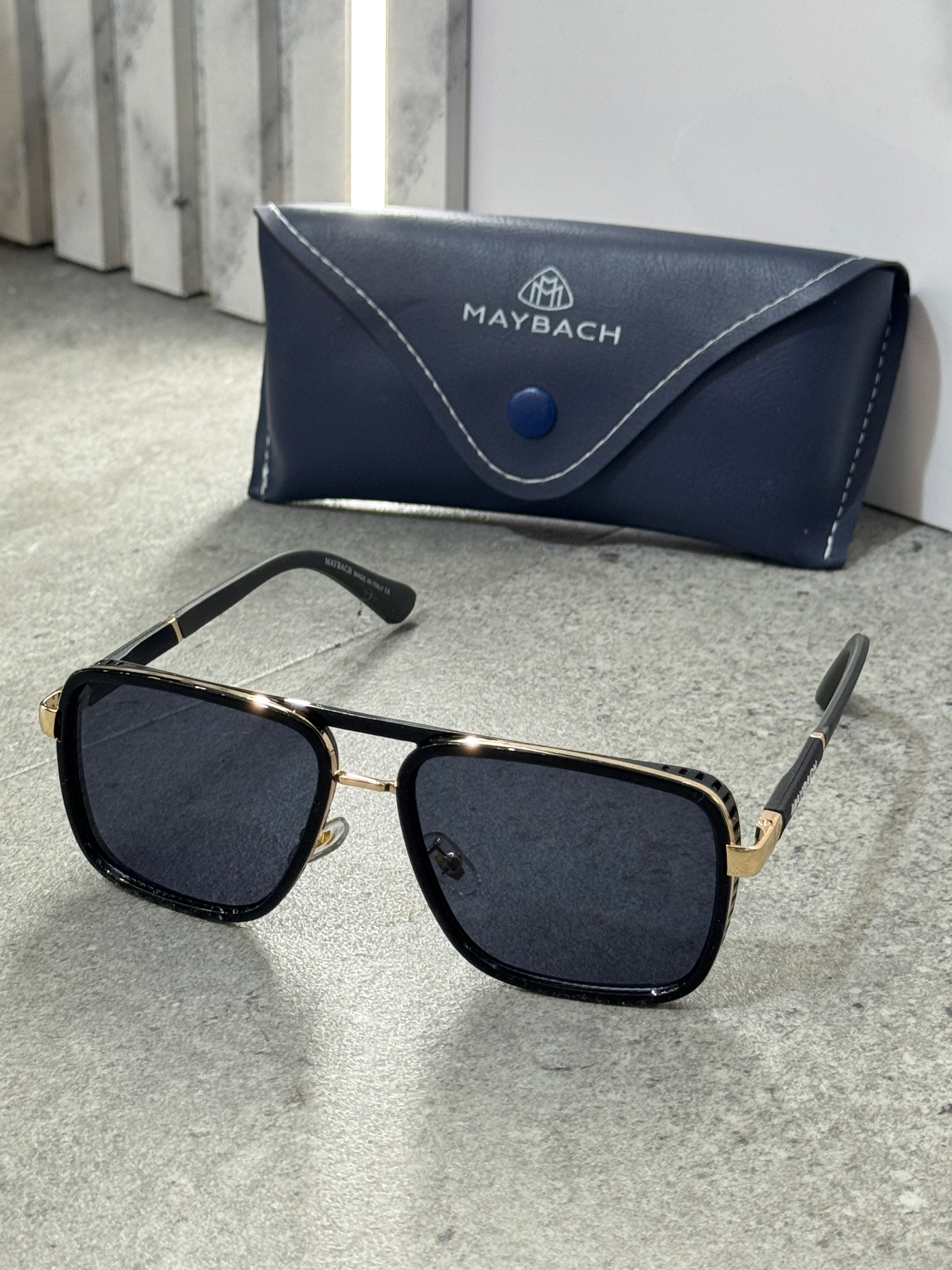 MAYBACH Luxury Square Aviator Sunglasses – Black/Gold - NEW1789