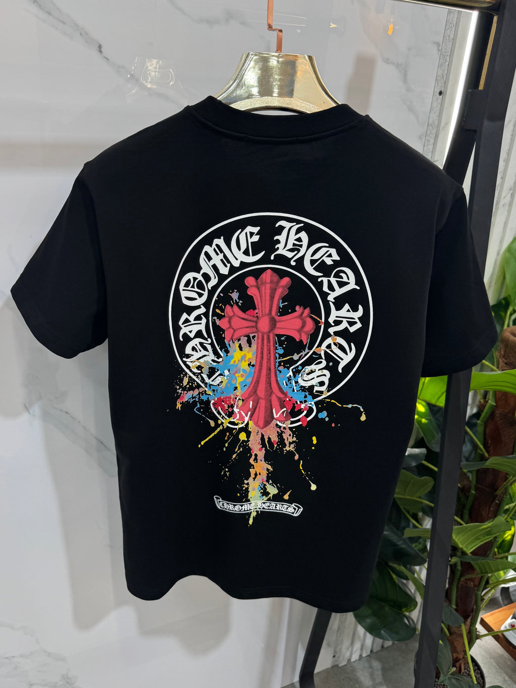 Chrome Hearts Ανδρικό T-shirt "Multi-Color Paint Cross" - Black - NEW1721