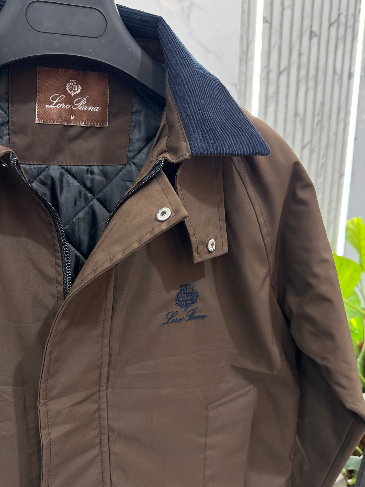 LORO PIANA Corduroy Collar Crest Padded Jacket – Brown / Navy - NEW1971