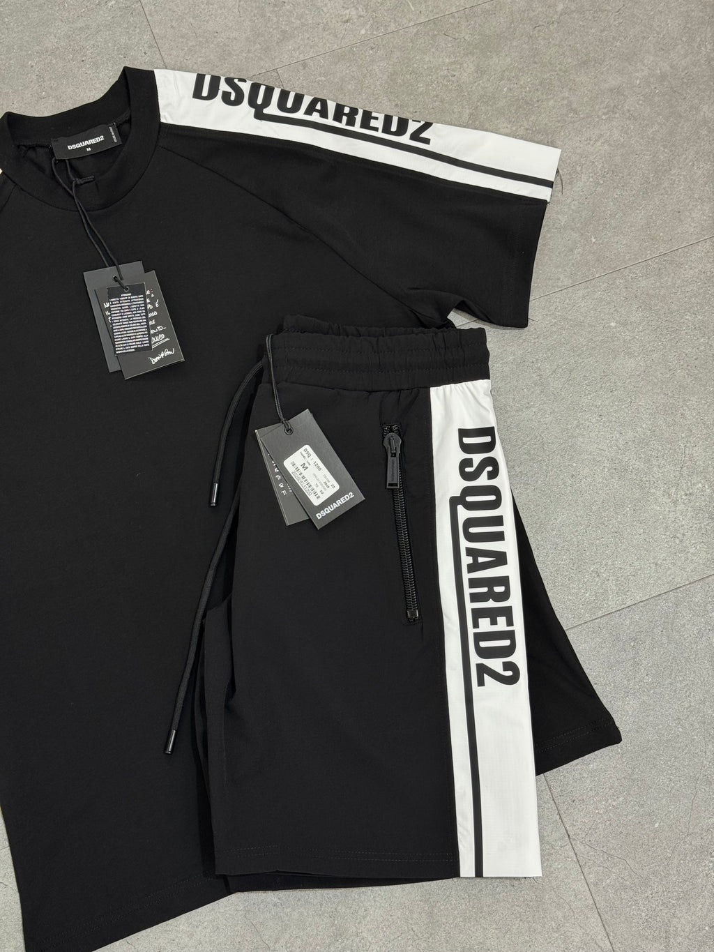 DSQUARED2 Logo Tape Tracksuit Set – Black/White - NEW1769
