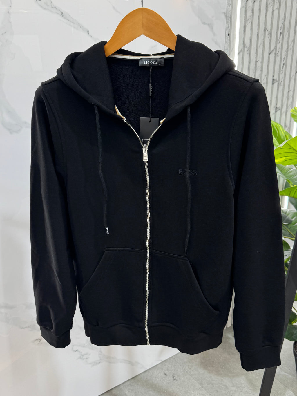 BOSS Full-Zip Hoodie – Black / Tone-on-Tone Logo - NEW1822
