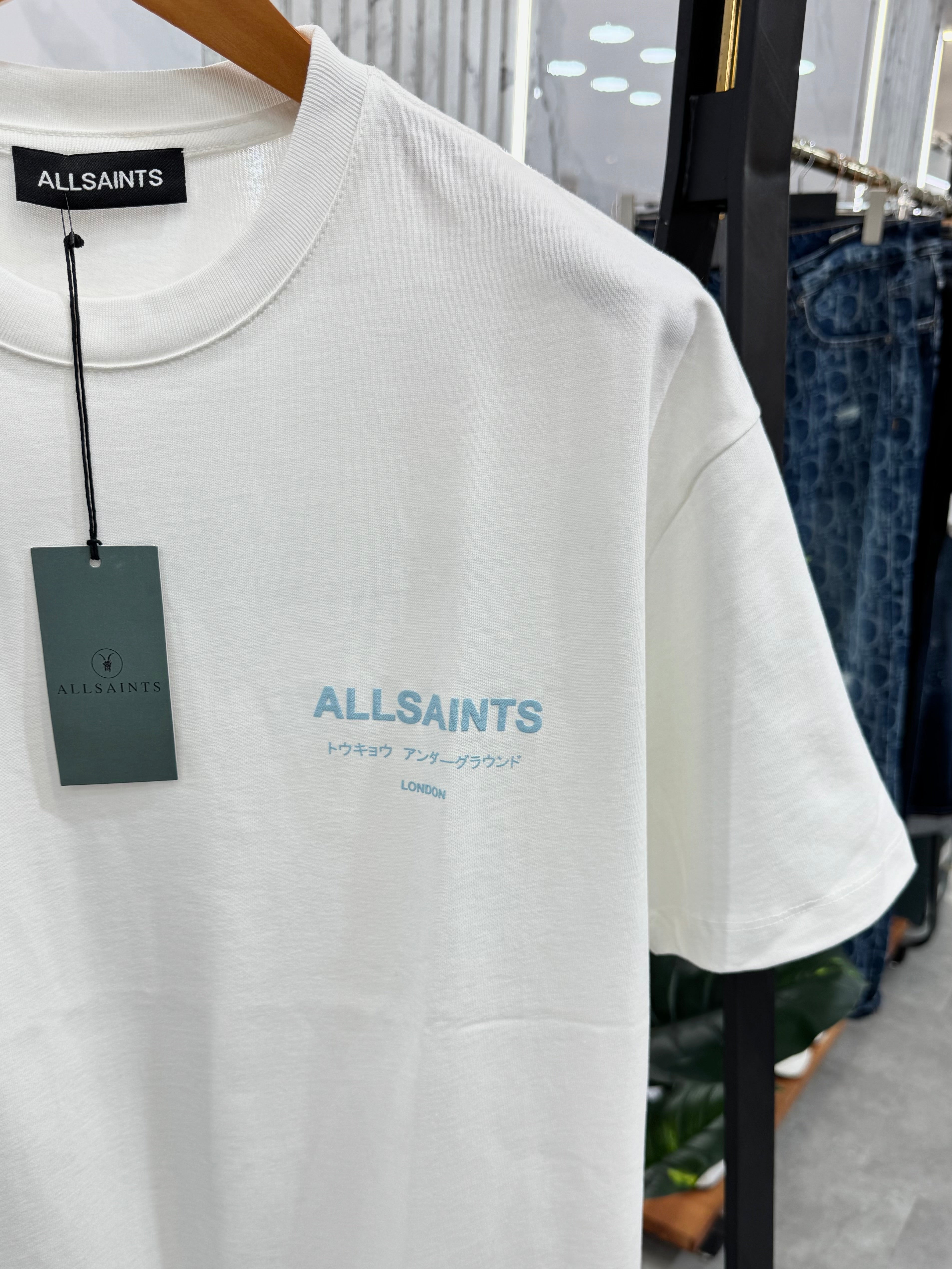 ALLSAINTS Tokyo Underground T-Shirt – White/Baby Blue - NEW1761