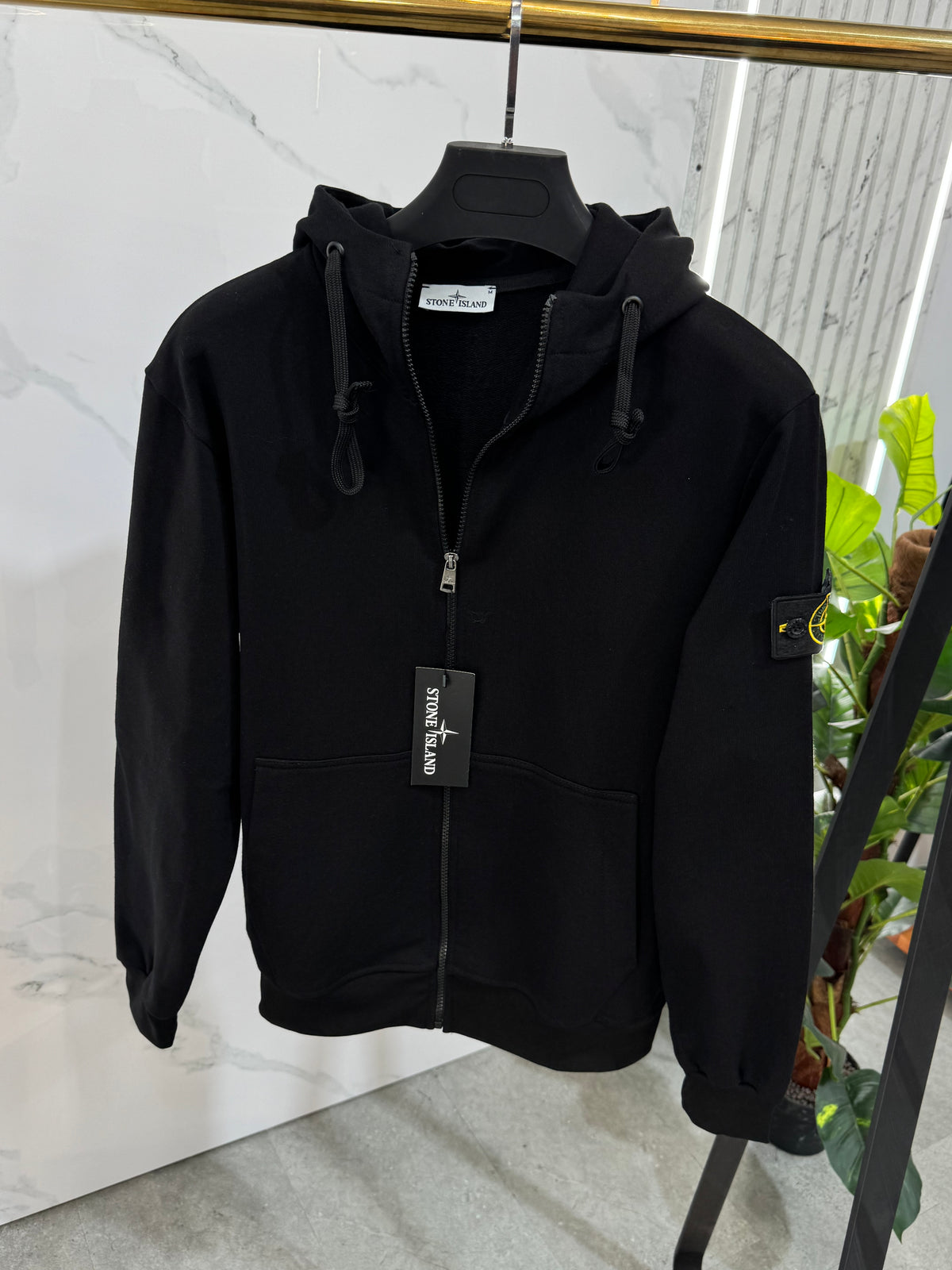 STONE ISLAND Compass Badge Full-Zip Hoodie – Black - NEW1982