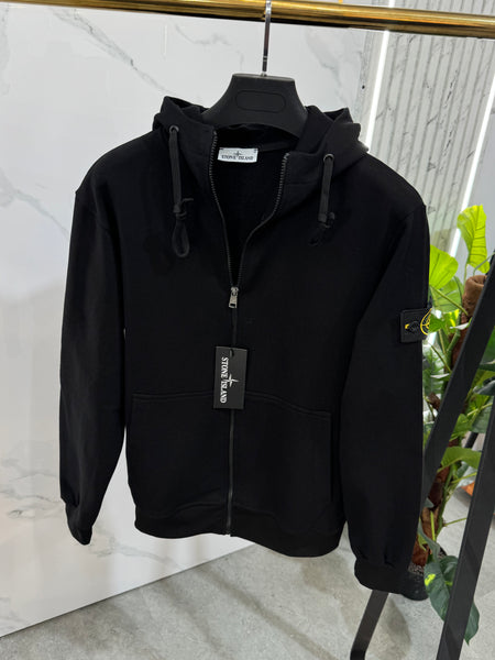 STONE ISLAND Compass Badge Full-Zip Hoodie – Black - NEW1982