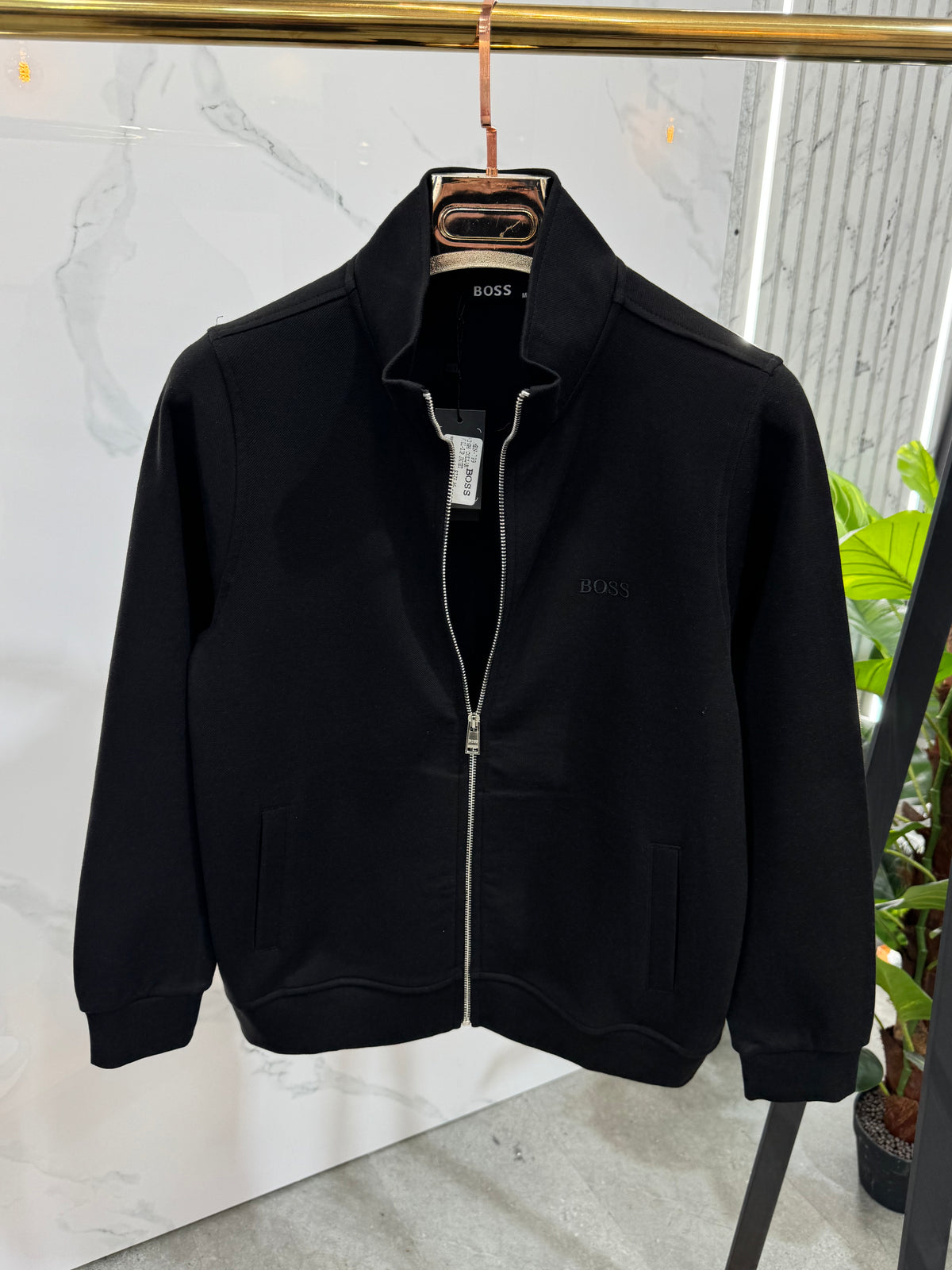 BOSS Full-Zip Sweatshirt / Cardigan – Black / Tone-on-Tone Logo - NEW1815