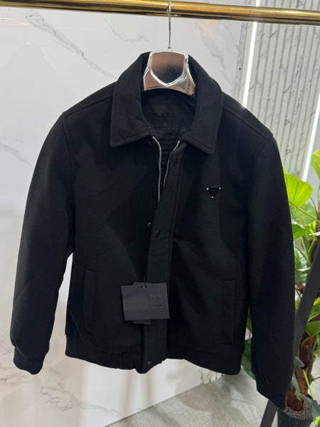 PRADA Enamelled Triangle Logo Harrington Jacket – Black - NEW1933
