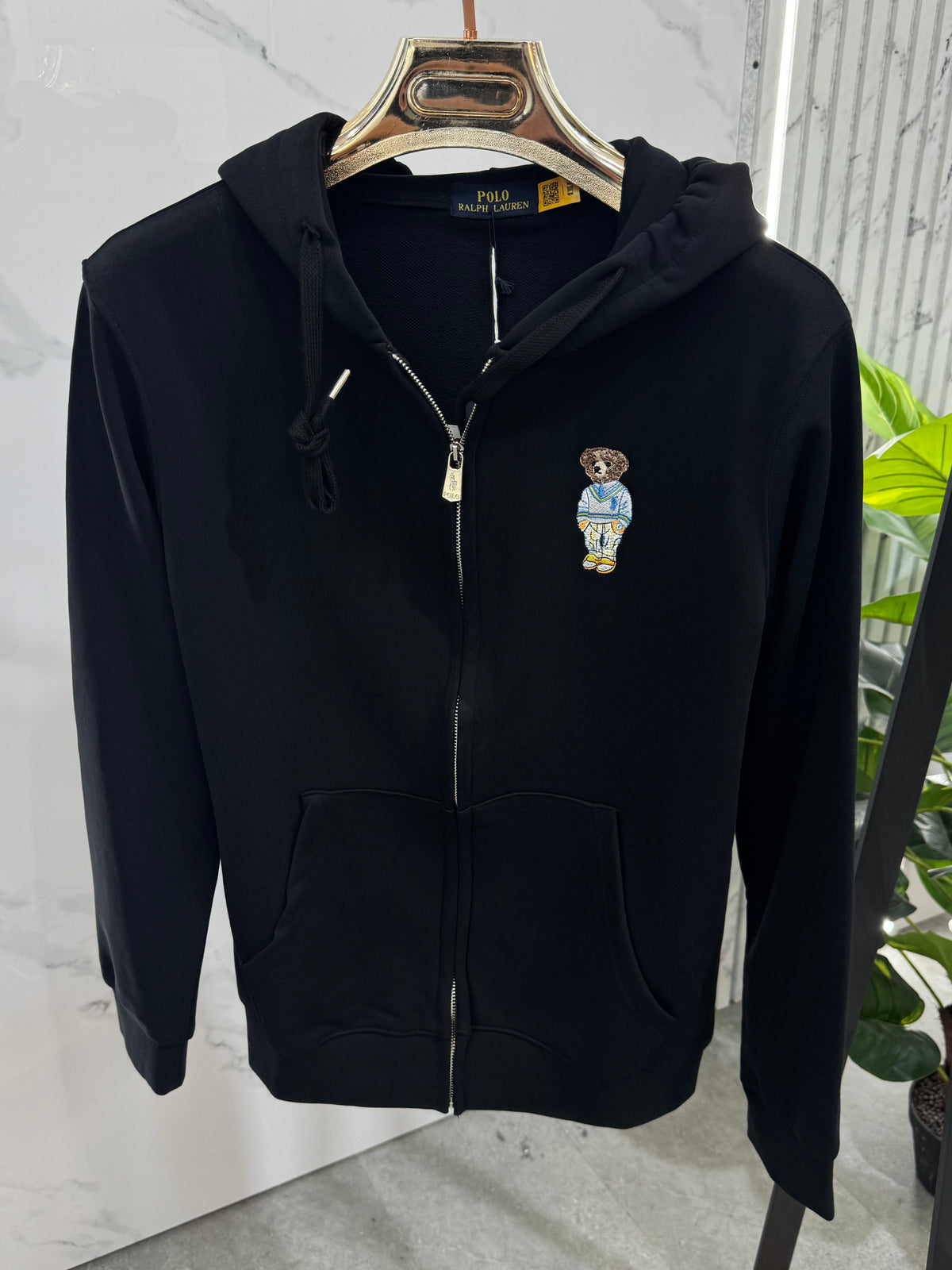 POLO RALPH LAUREN Full-Zip Hoodie – Black / Polo Bear Embroidery - NEW1829