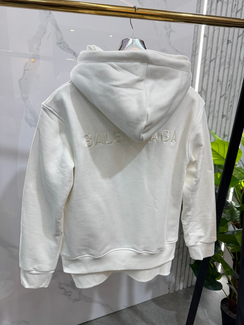 BALENCIAGA Political Campaign Double-Layered Zip-Up Hoodie – White - NEW1936