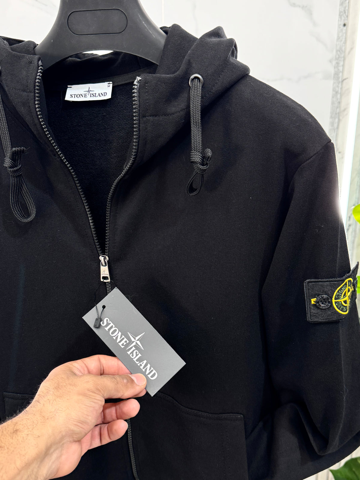 STONE ISLAND Compass Badge Full-Zip Hoodie – Black - NEW1982