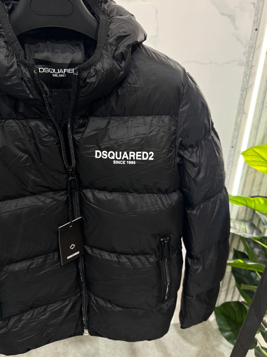 Glossy Hooded Puffer Jacket – Black - NEW1935