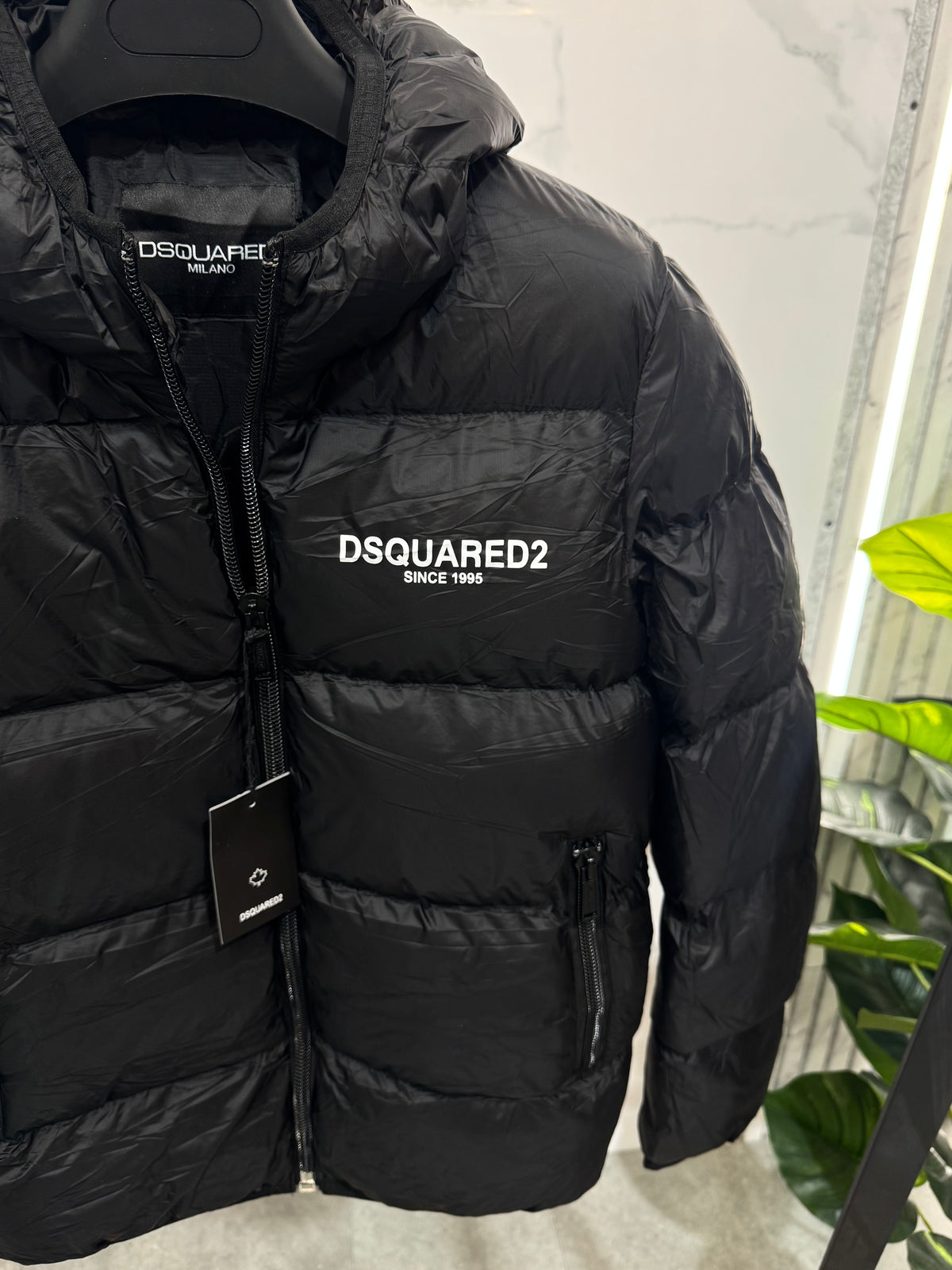 Glossy Hooded Puffer Jacket – Black - NEW1935