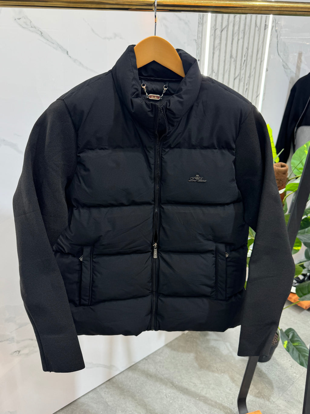LORO PIANA Knit Sleeve Crest Padded Hybrid Jacket – Black - NEW1985