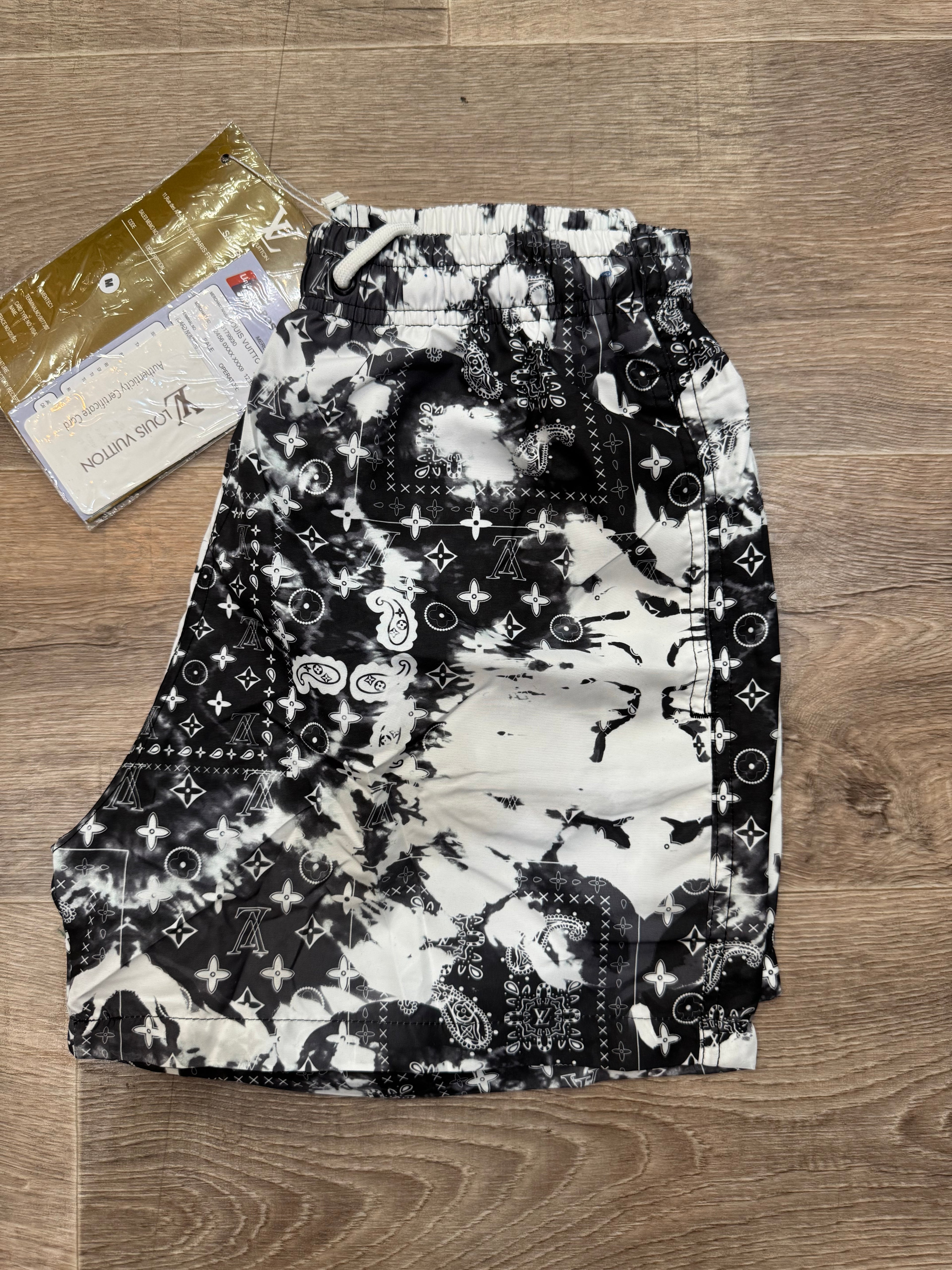 LOUIS VUITTON Monogram Bandana Swim Shorts – Black / White - NEW1109