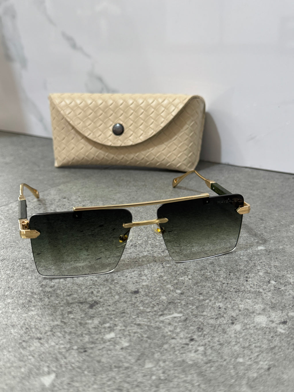 MAYBACH Double Bridge Rimless Sunglasses – Gold / Gradient Grey - NEW1903