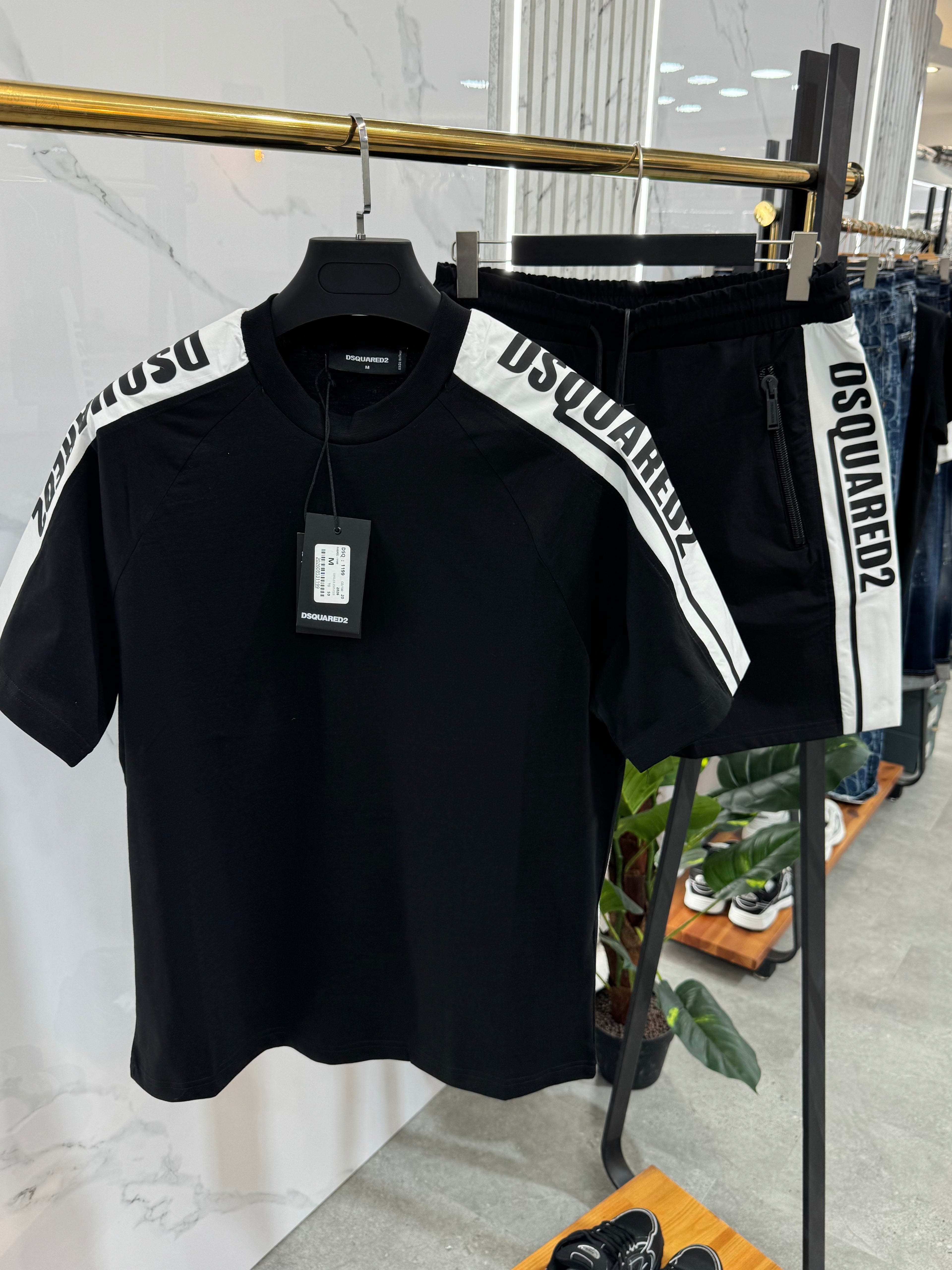 DSQUARED2 Logo Tape Tracksuit Set – Black/White - NEW1769