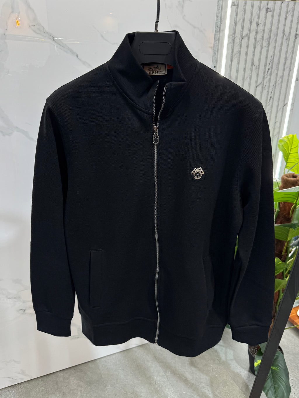HERMÈS Zip-Up Sweatshirt Jacket – Black - NEW1866